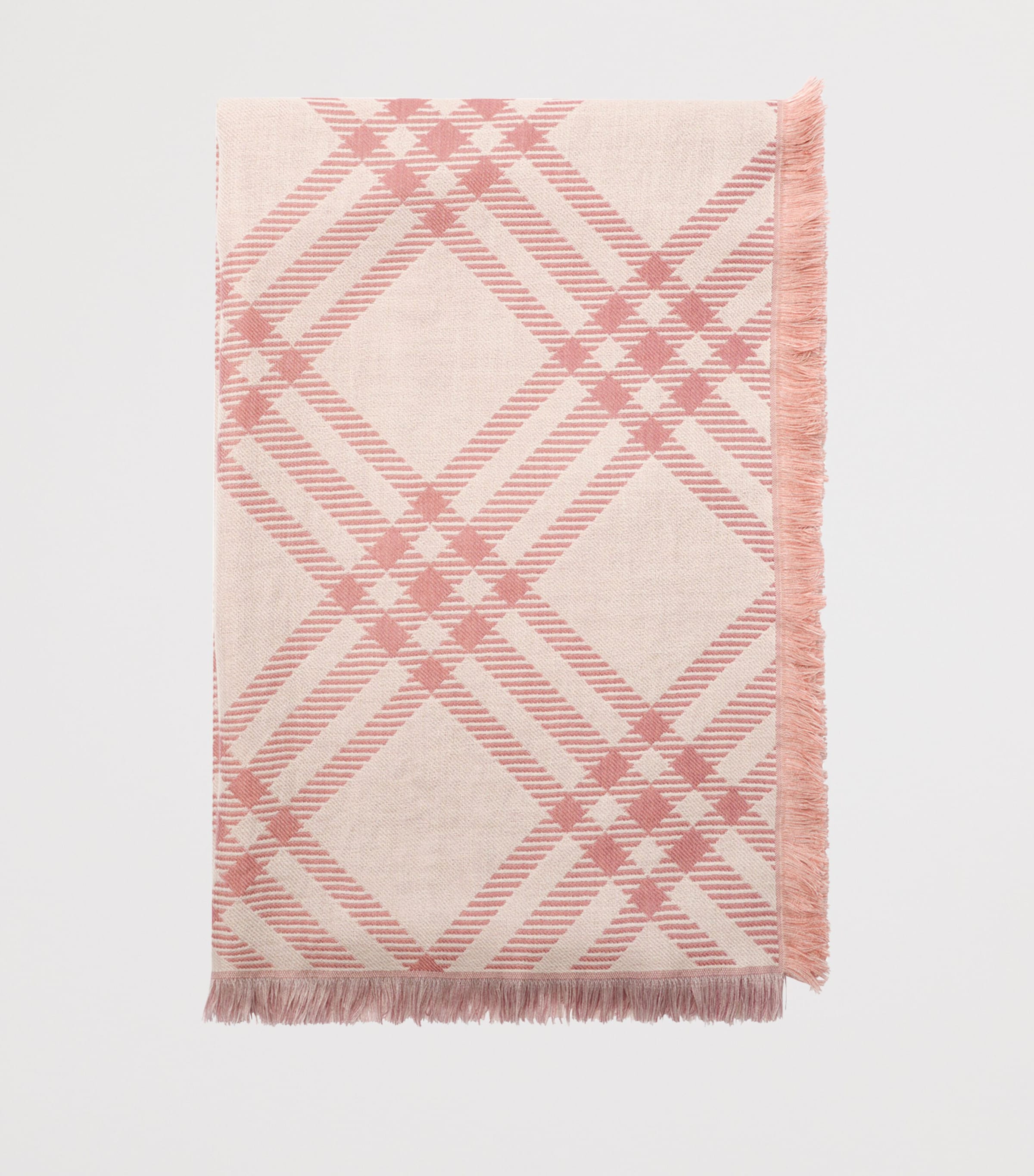 Burberry Wool-Silk Gradient Check Scarf Compact Pink Image 3