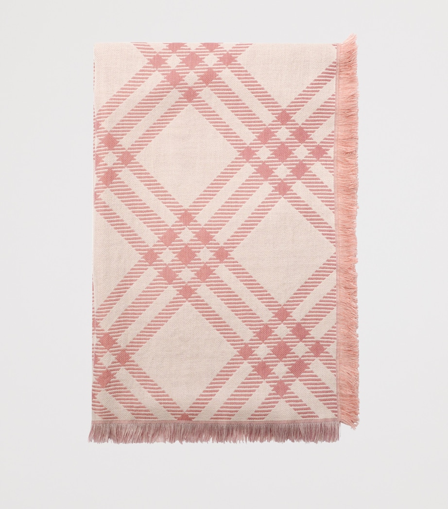 Burberry Wool-Silk Gradient Check Scarf Compact Pink Image 3
