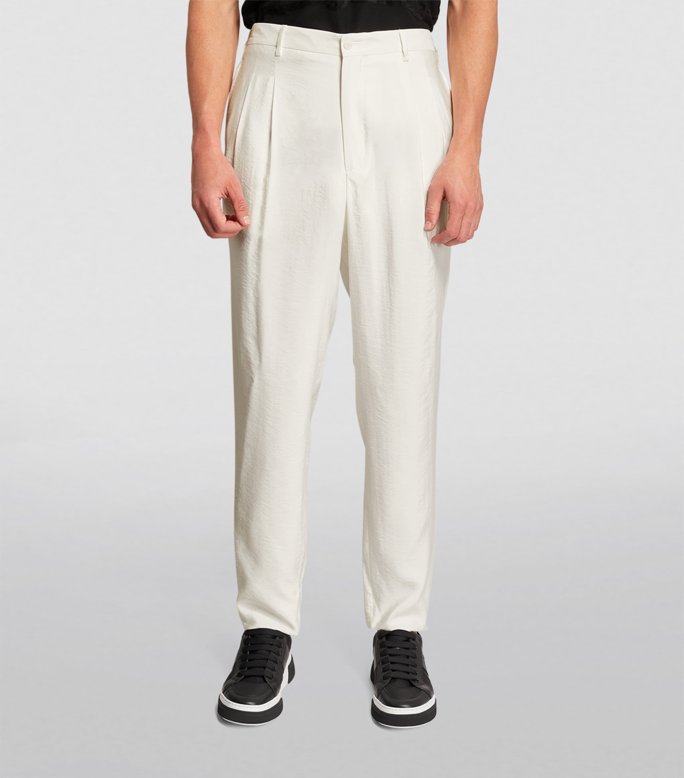 Silk-Blend Tailored Trousers U0BN Image 3