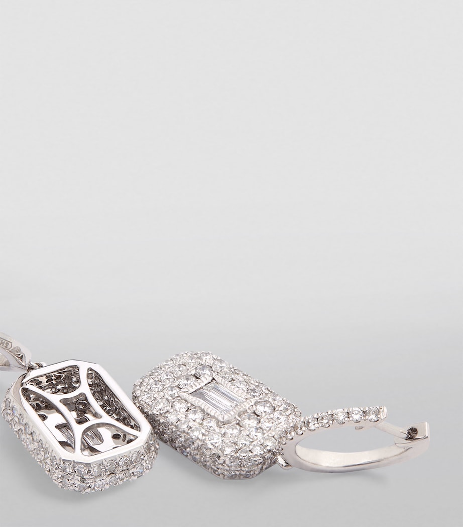 White Gold and Diamond New Modern Drop Earrings WHITE GOLD Image 6