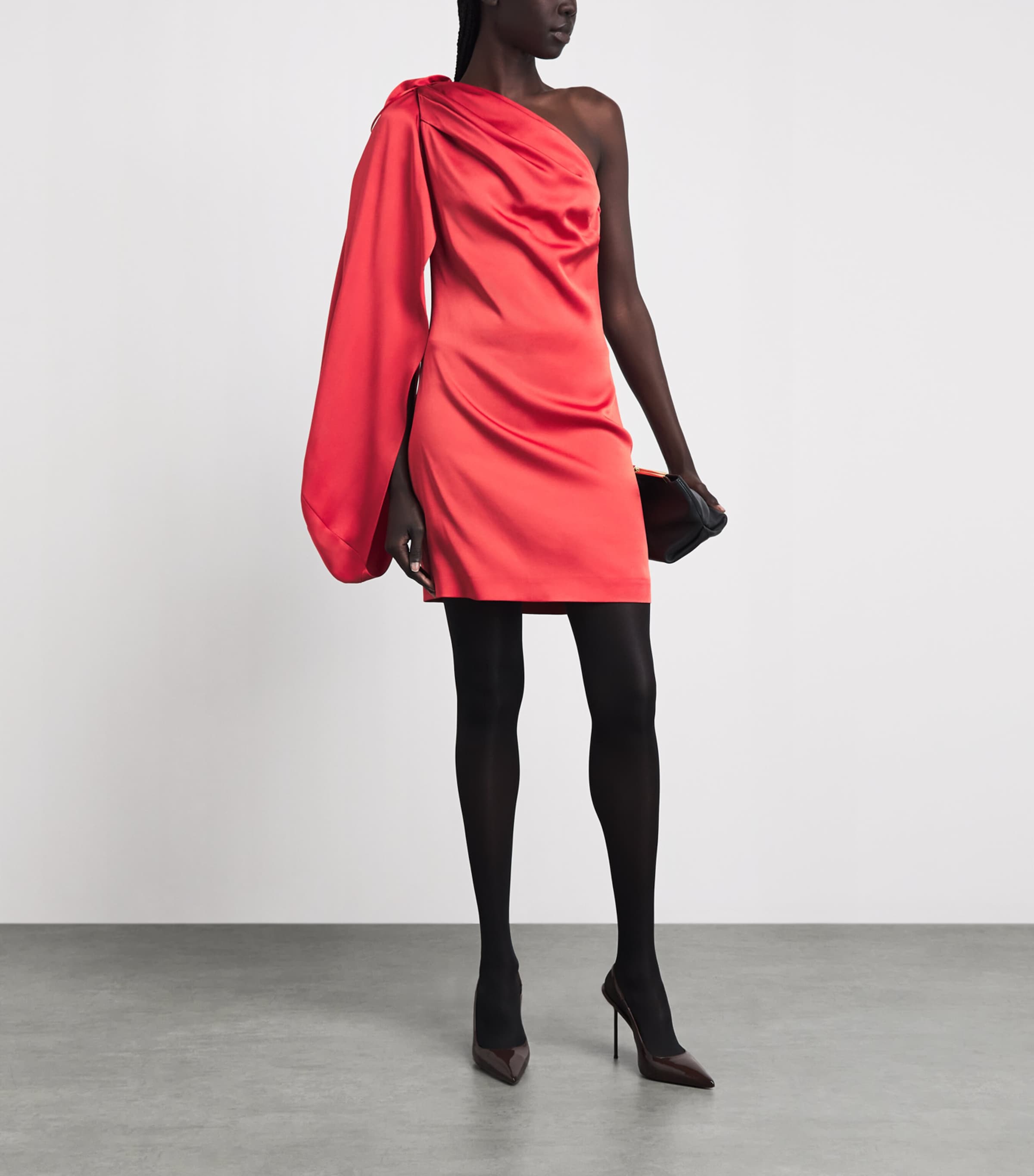 stella mccartney one shoulder dress Stella McCartney, Caped one-shoulder satin gown, Women, Red, XL, Dresses, Materialmix