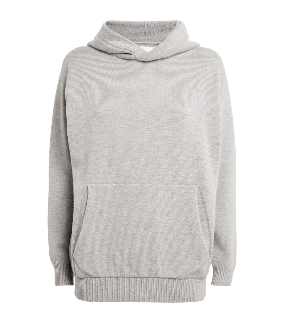 Harrods Womens Cashmere Hoodie Pale Grey Marl Image 1