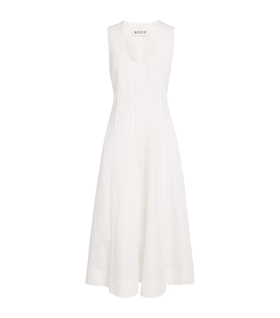 Róhe Womens Cotton Poplin Sculptural Midi Dress Optic White Image 1