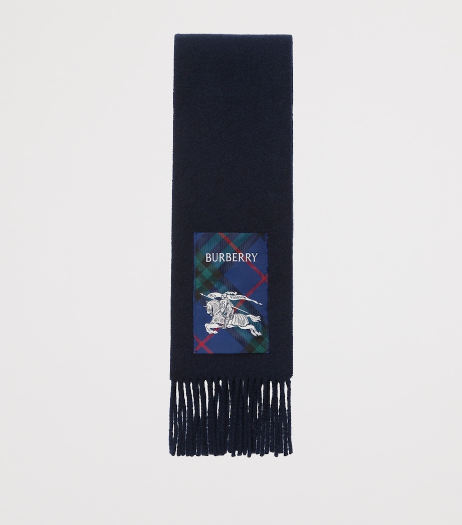 Cashmere Check Patch Scarf BUGLE BLUE Image 2