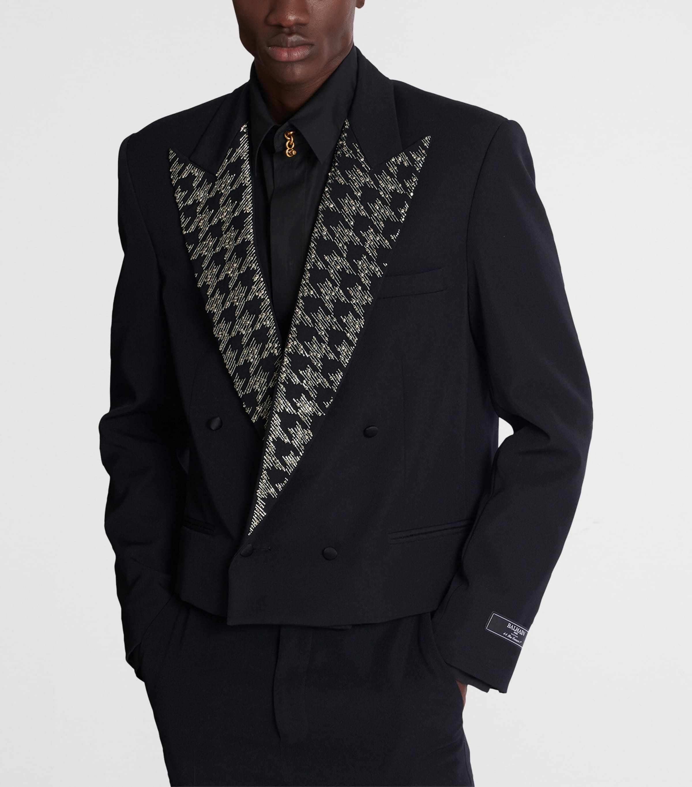 Embellished Double-Breasted Blazer EAW NOIR/CRISTAL Image 5