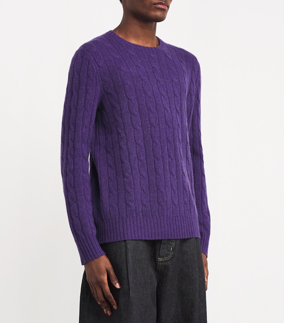 Polo Ralph Lauren Mens Cashmere Cable-Knit Sweater Purple Image 3