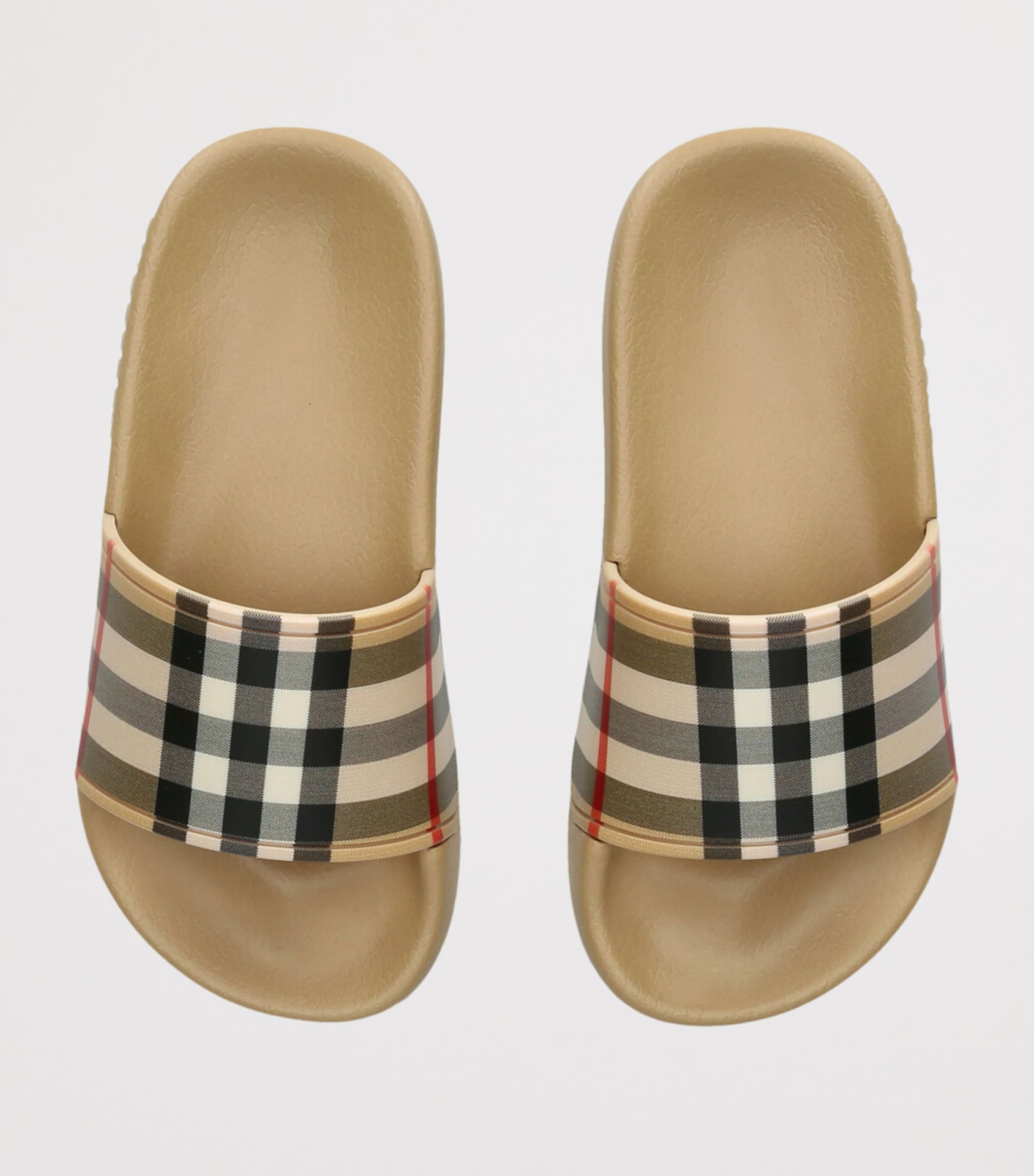 Burberry Kids Yellow Rubber Check Slides | Harrods US