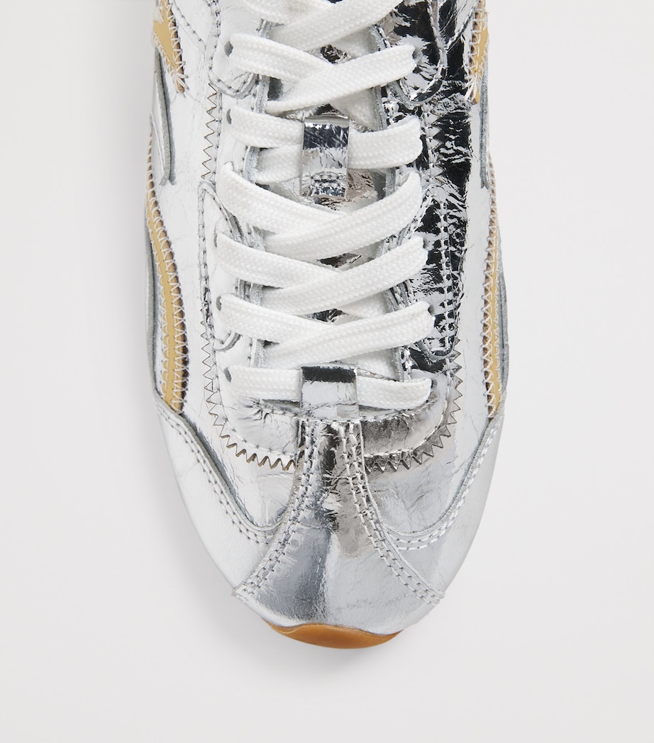 Sandro Paris Metallic Leather Light Wave Sneakers Silver Image 6