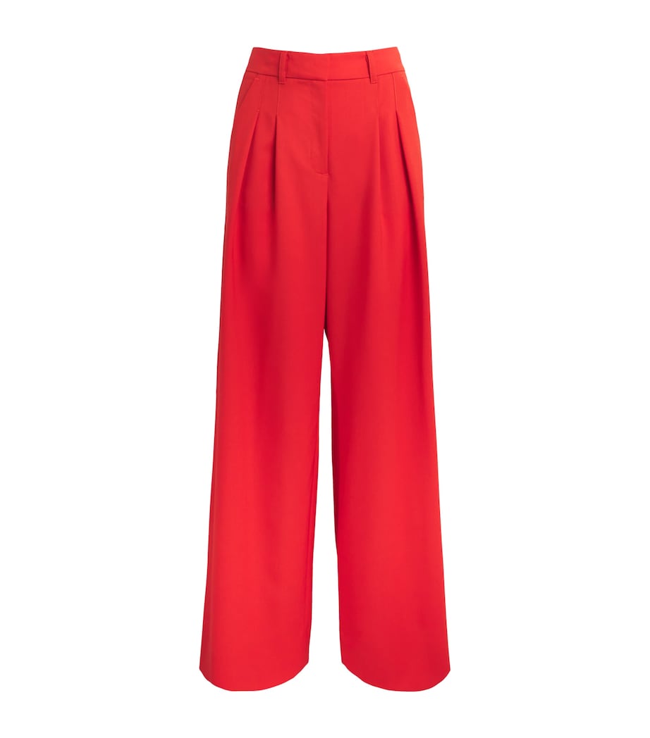 Wool Pleated Wide-Leg Trousers POPPY RED Image 1