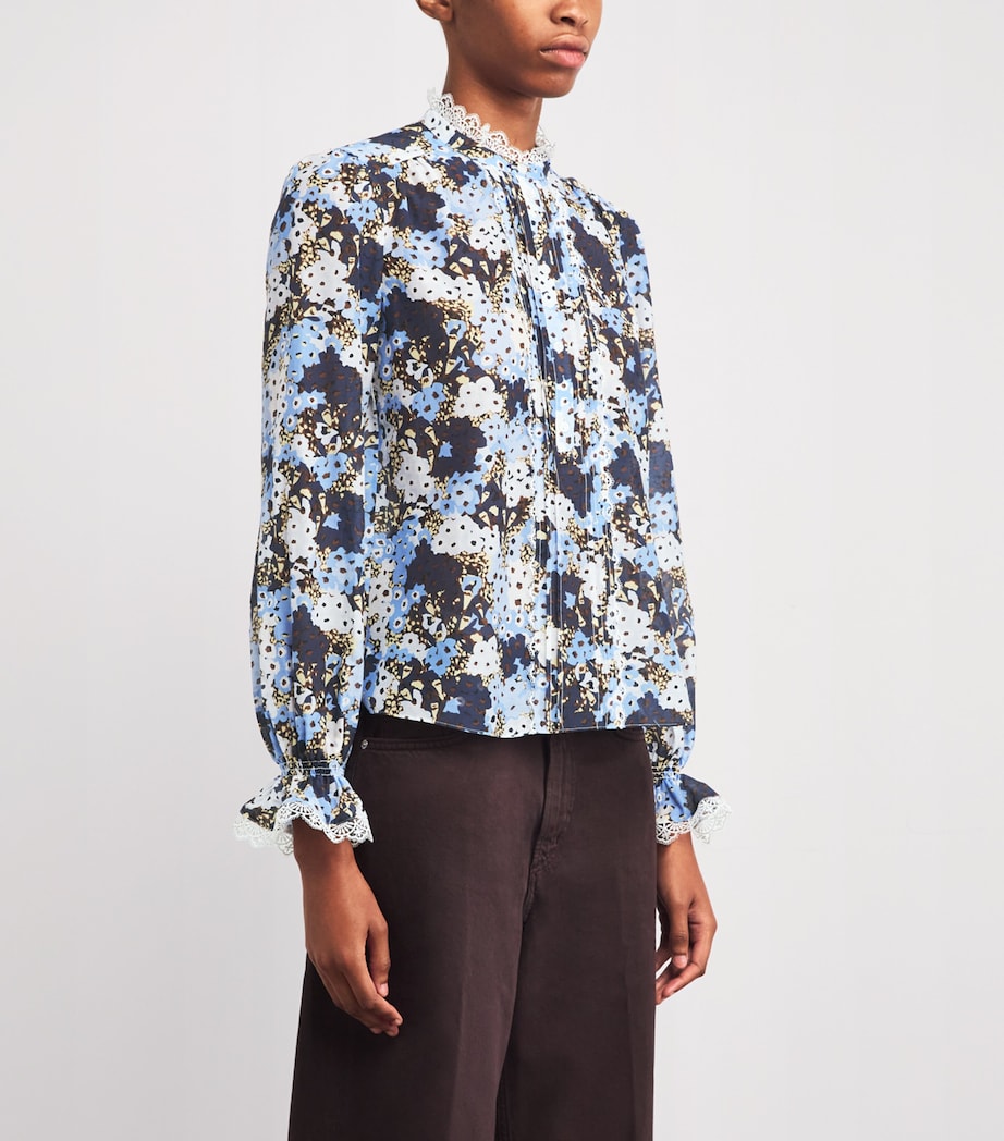 Cotton-Silk Meadow Print Blouse BLUE/MULTI Image 3