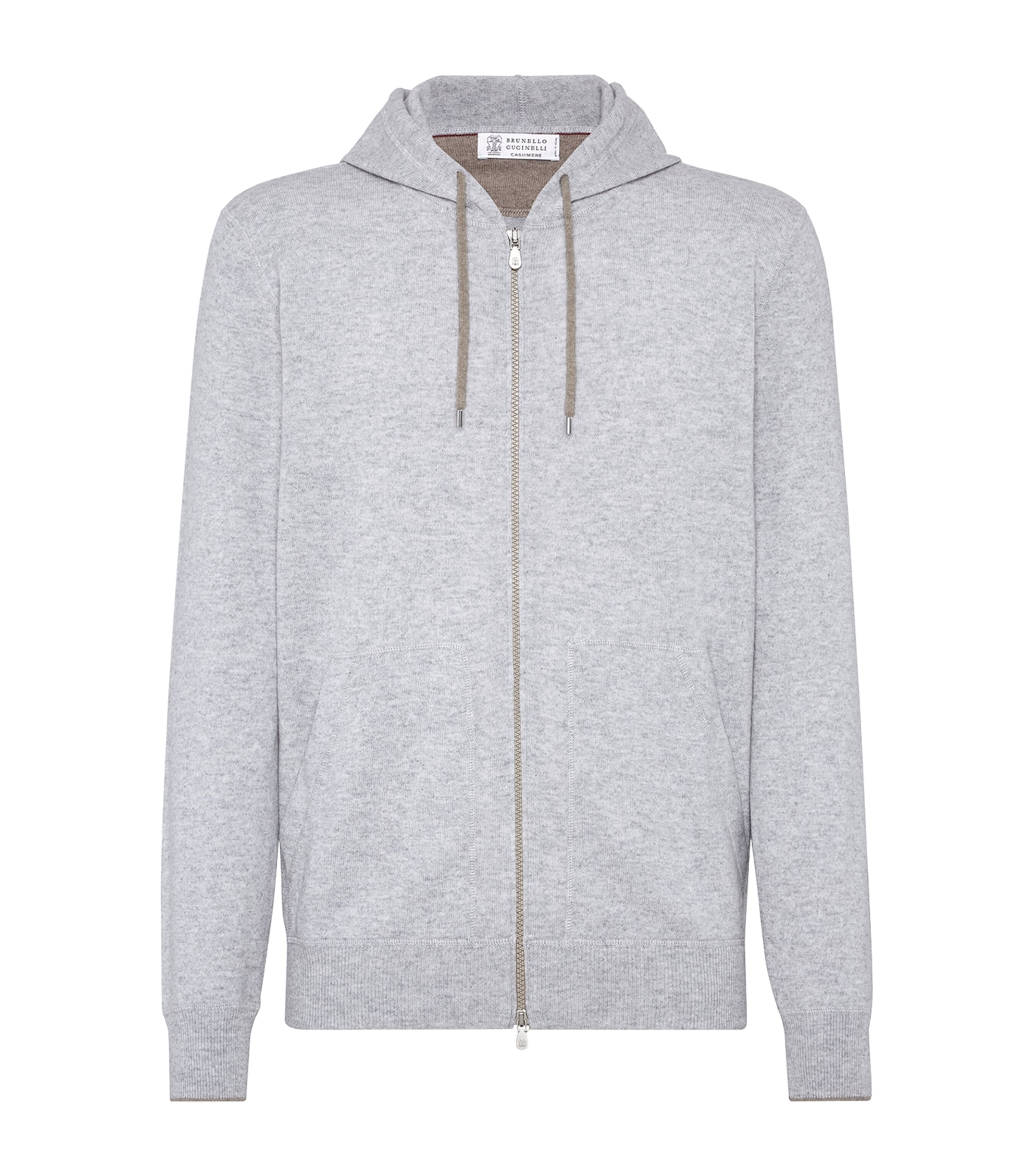 Brunello Cucinelli Cashmere Hooded Cardigan In Gray
