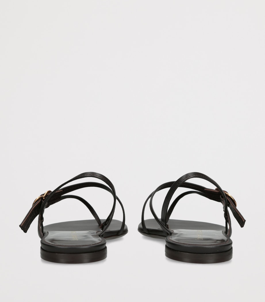 Herbert Levine Leather Starry Eyed Flat Sandals Dark Brown Image 4