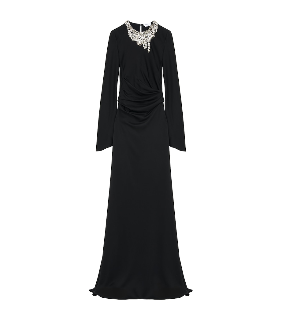 McQueen Womens Embellished Draped Maxi Dress Image 1