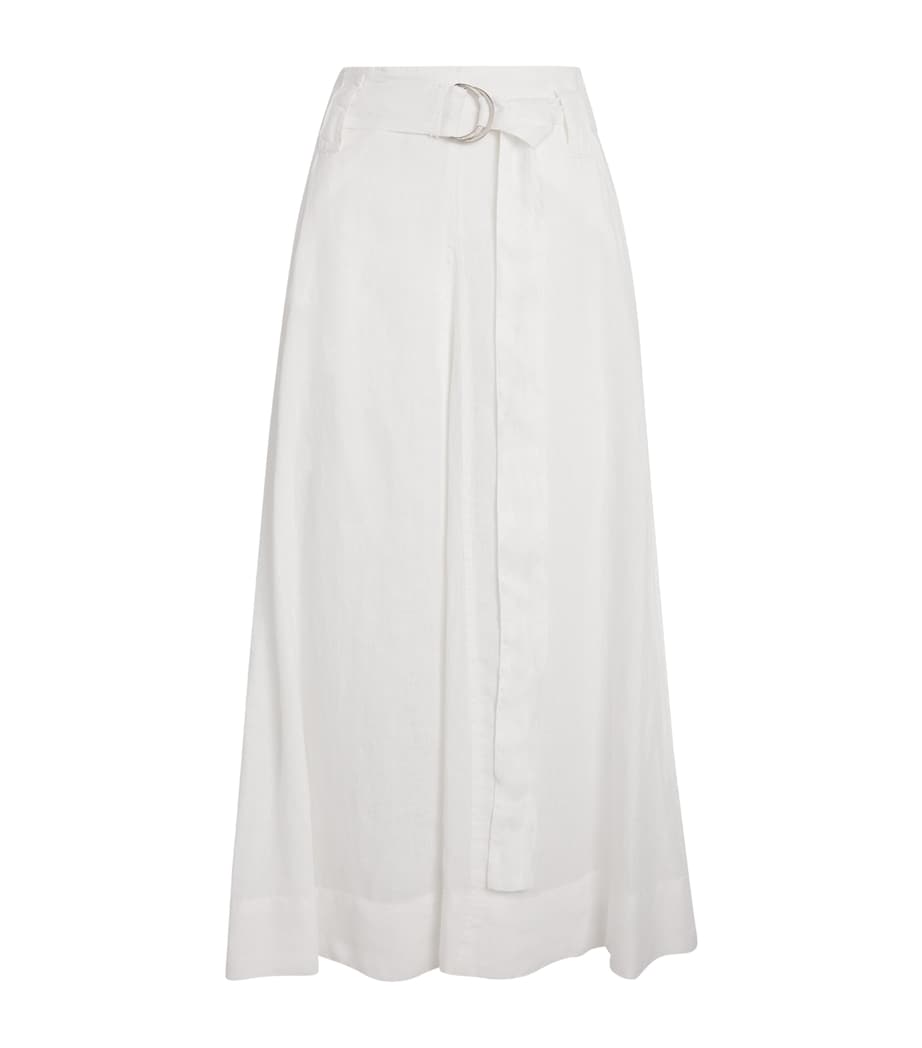 Linen Belted Midi Skirt OPTICAL WHITE Image 1