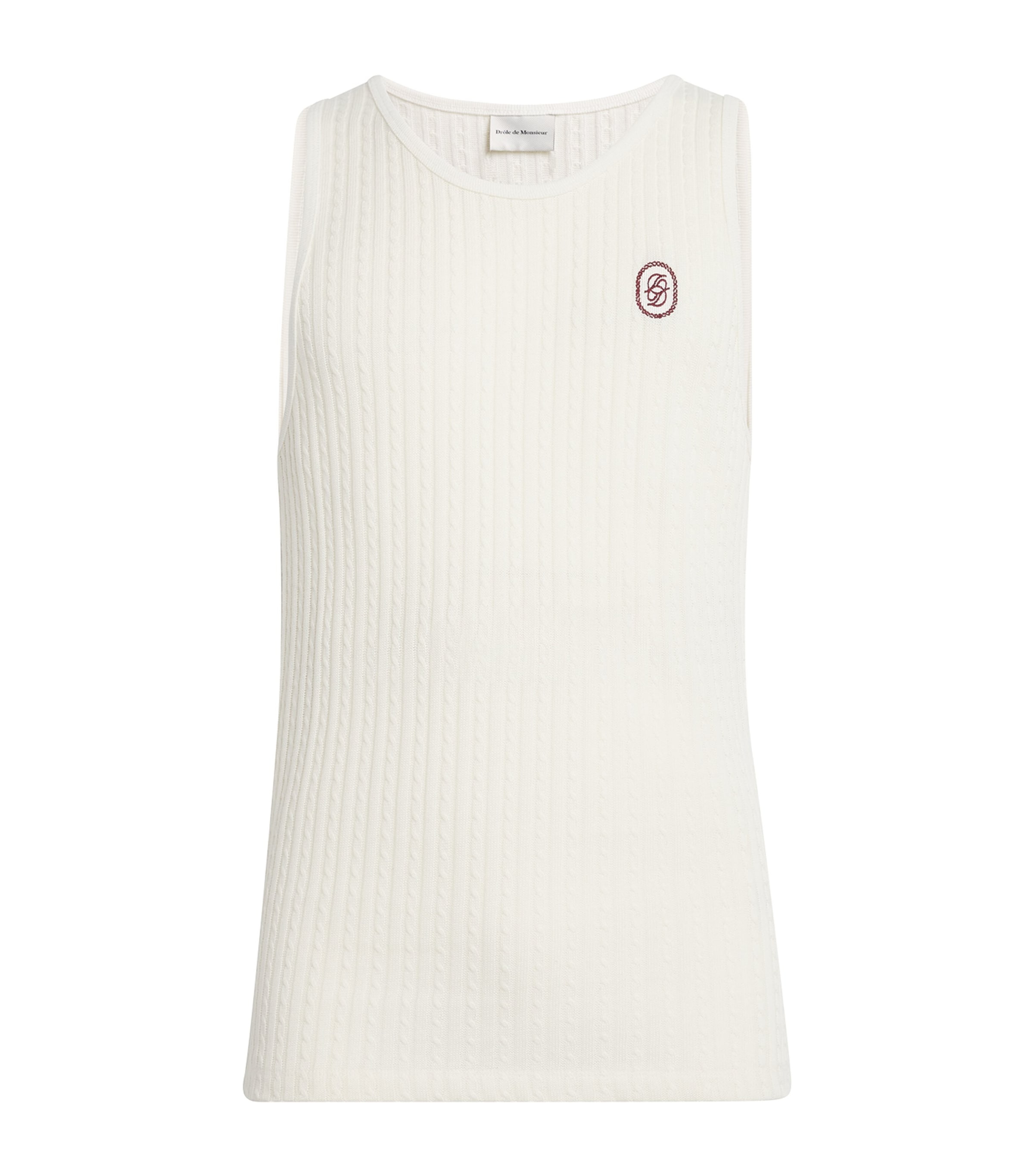 Drôle De Monsieur Cotton Cable-knit Tank Top In White