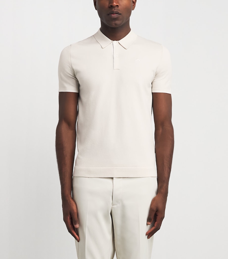 J Lindeberg Mens Matheo Knit Golf Polo Shirt Moonbeam Image 4