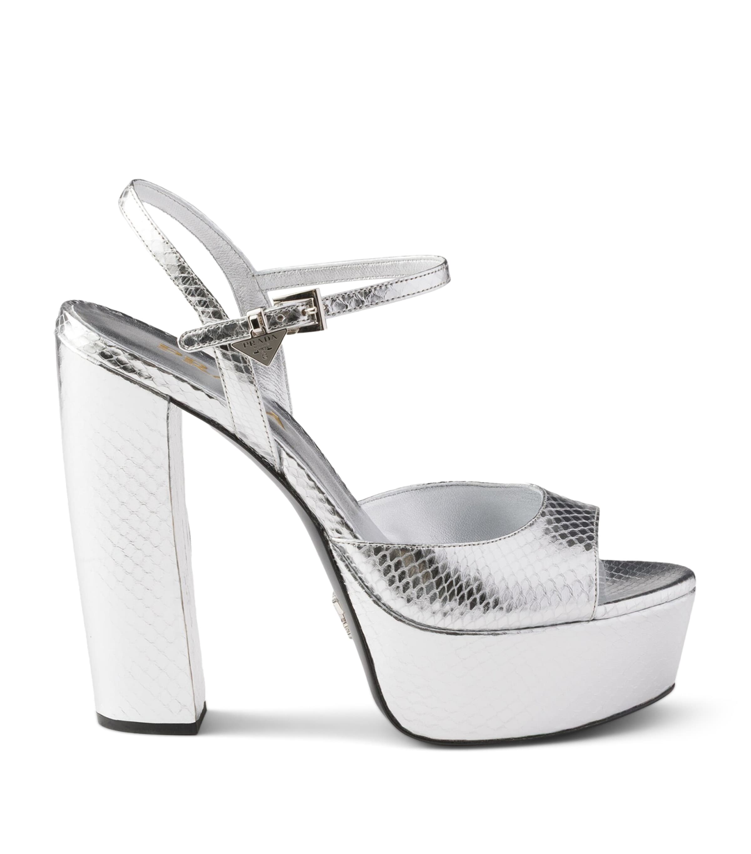 Prada Metallic Snakeskin Platform Sandals 115 Gold/silver Image 1