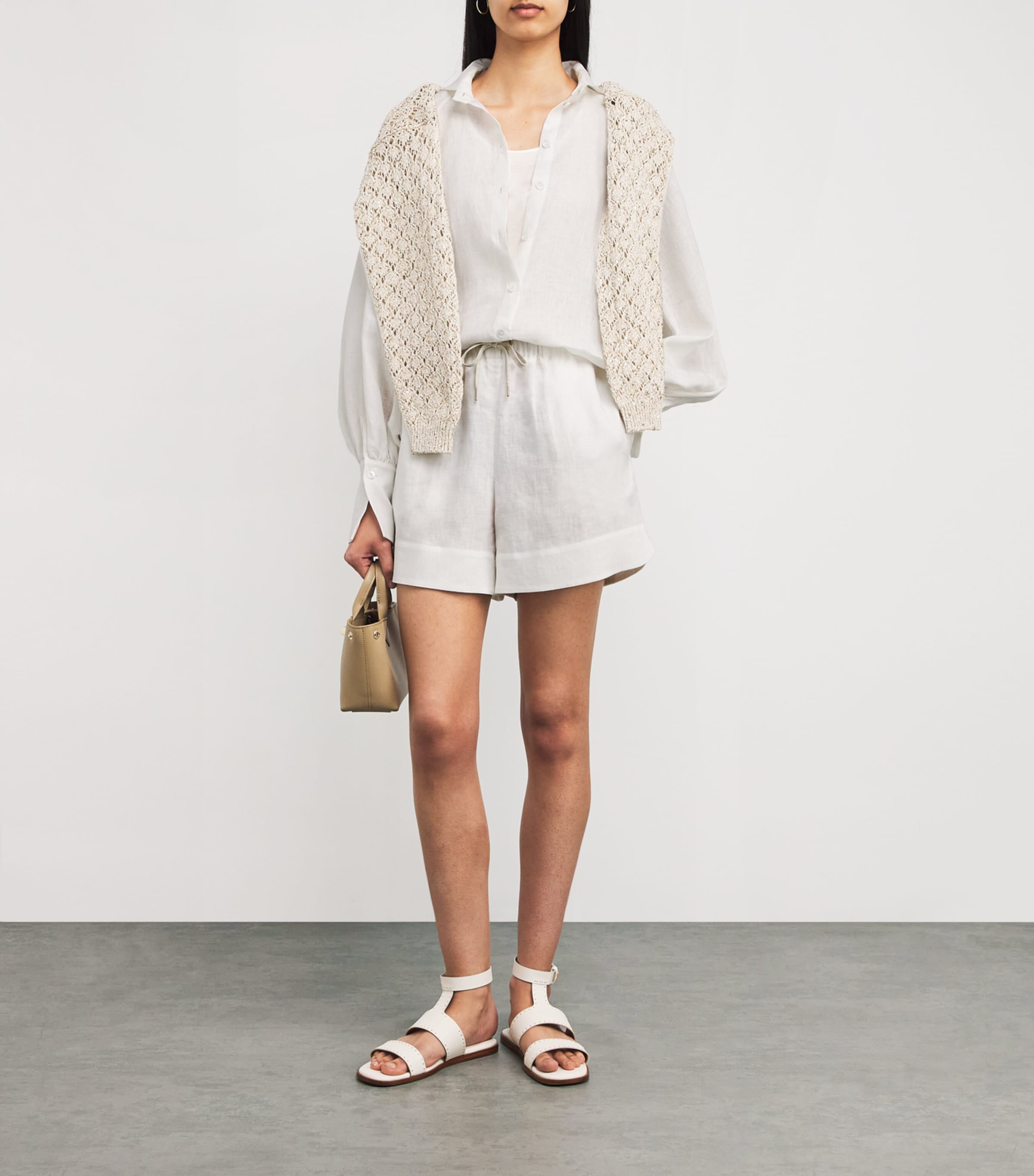 Linen Drawstring Shorts BIANCO Image 2