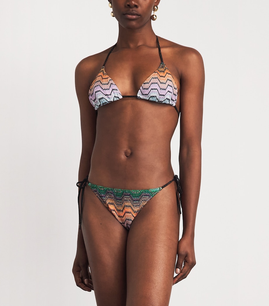 Missoni Womens Metallic Zigzag Triangle Bikini Smsnq Mlti Blk/gr/or Image 2