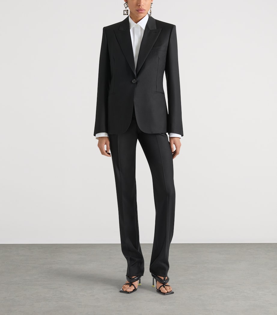 Givenchy Womens Wool Low-Rise Skinny Trousers Grey Mix Image 3
