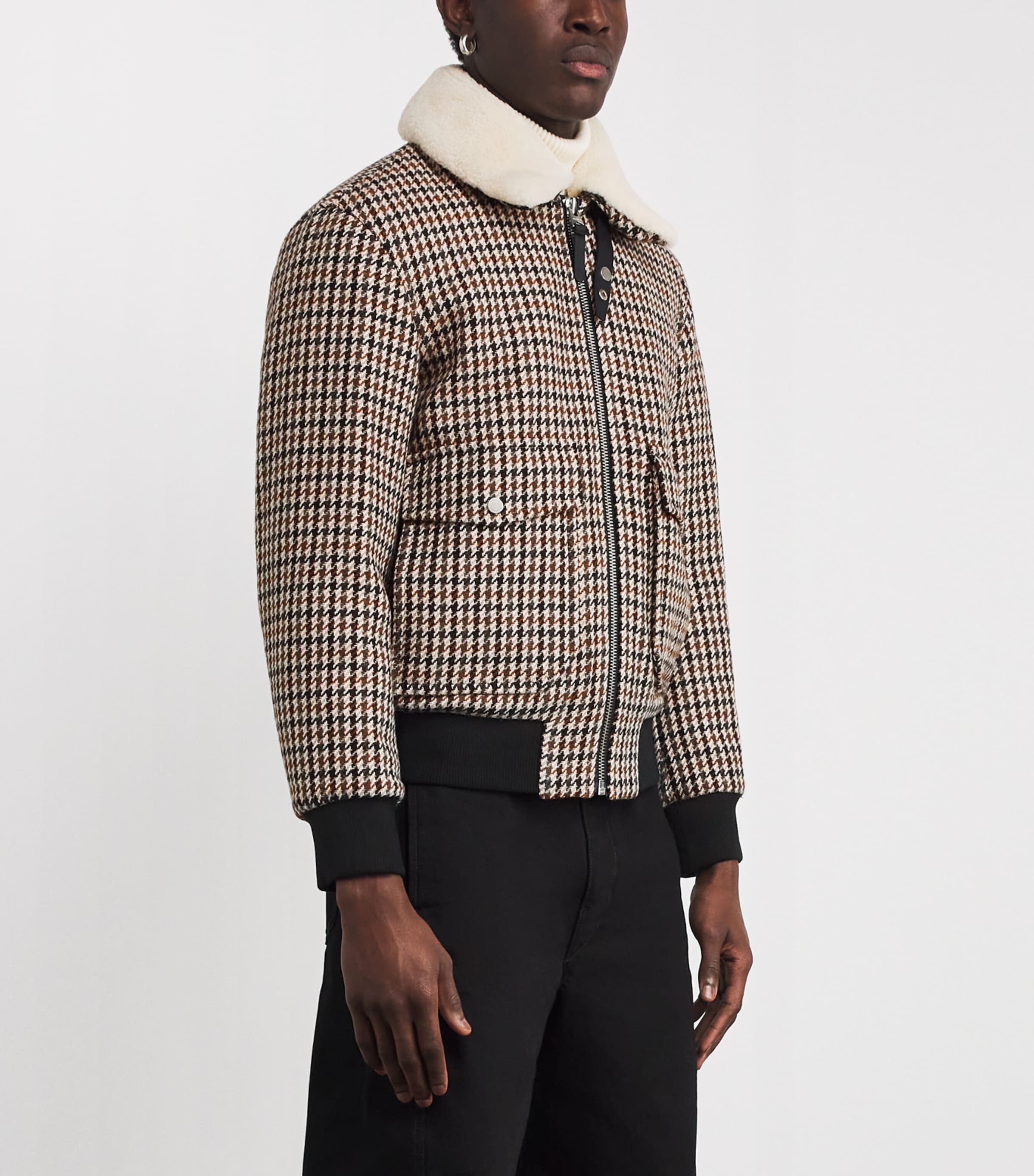 Wool-Blend Houndstooth Rhett-HT Bomber Jacket EARTHBRMLT A Image 3