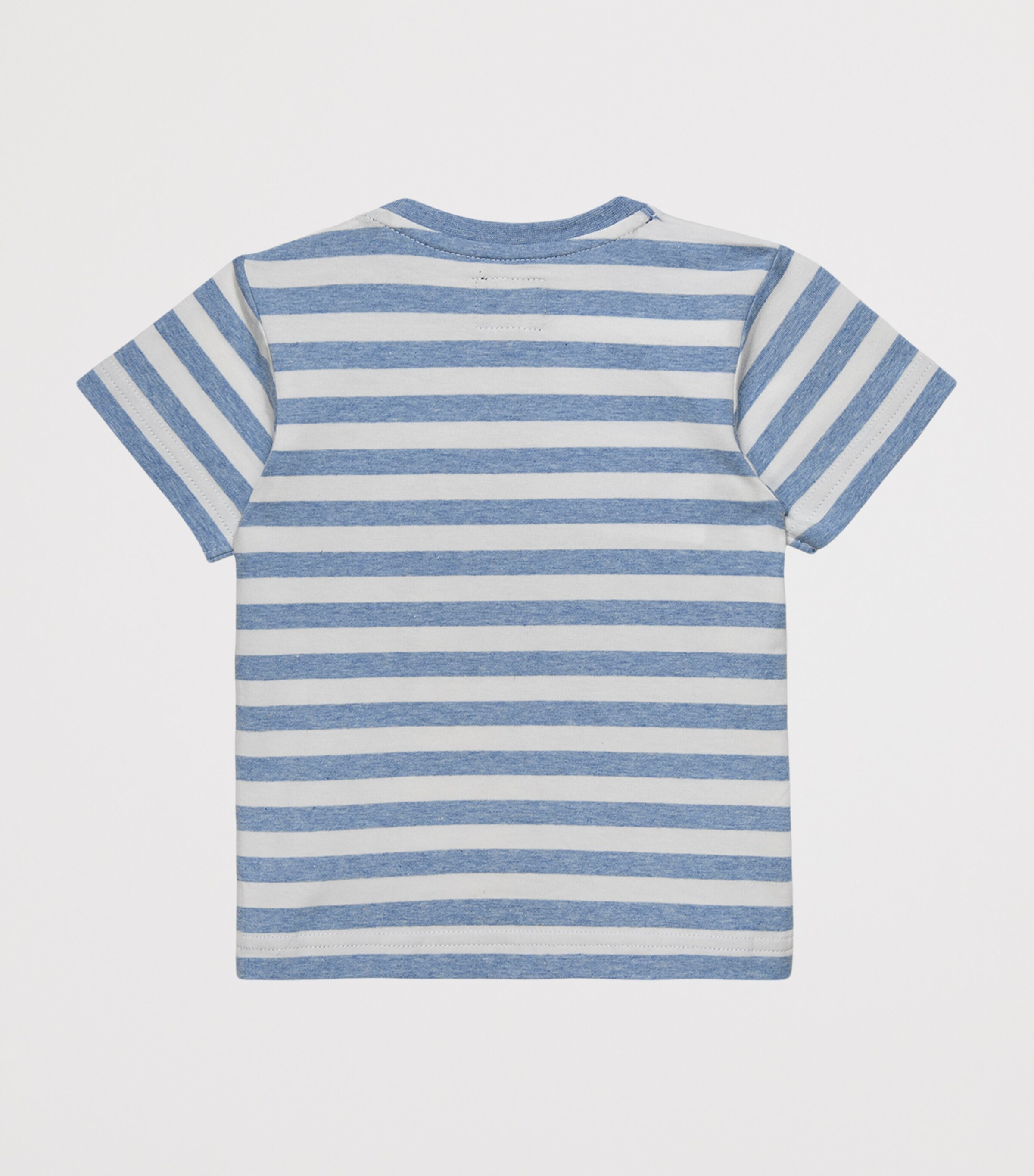 Trotters Stretch-Cotton Stripe Here Comes Trouble T-Shirt (3-24 Months) Pale Blue Stripe Image 2