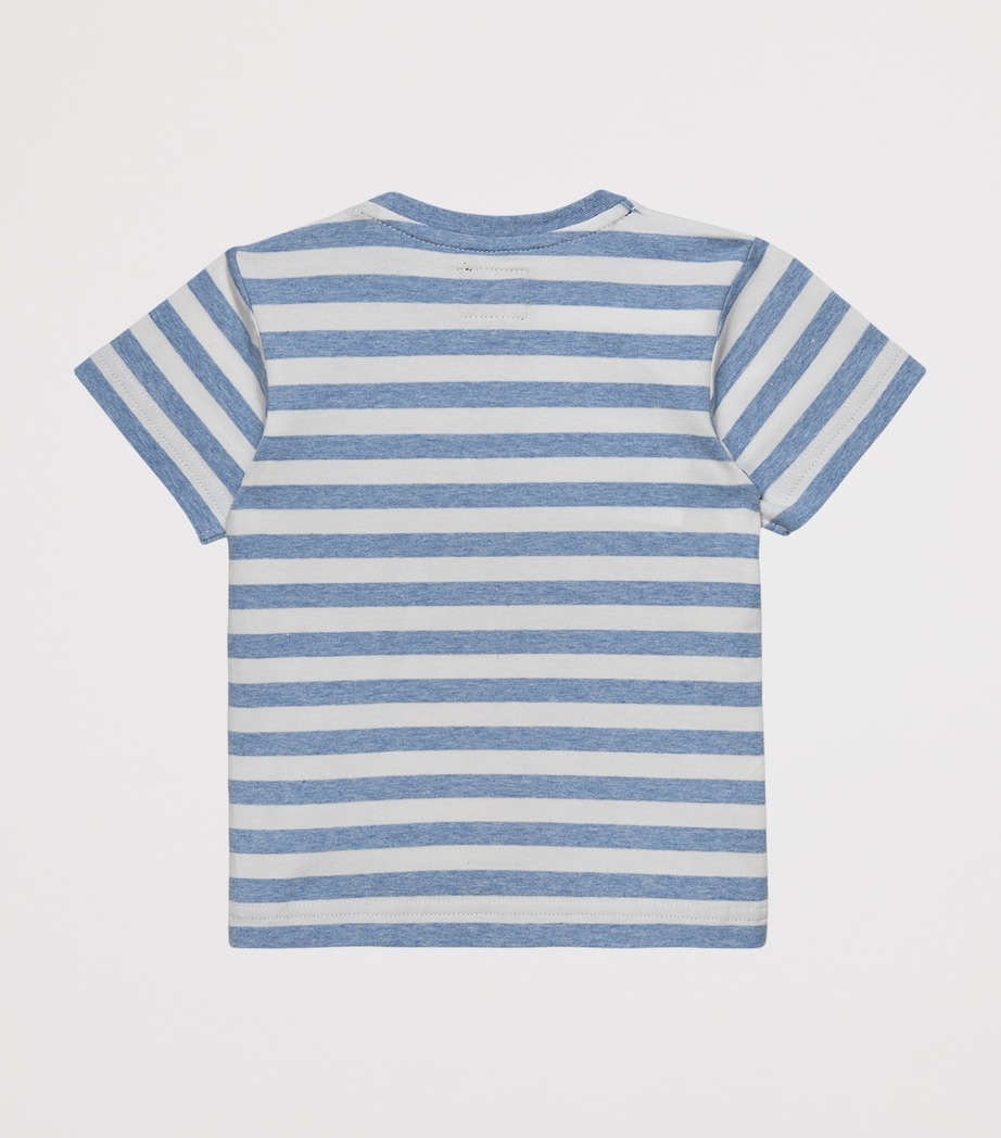 Trotters Stretch-Cotton Stripe Here Comes Trouble T-Shirt (3-24 Months) Pale Blue Stripe Image 2