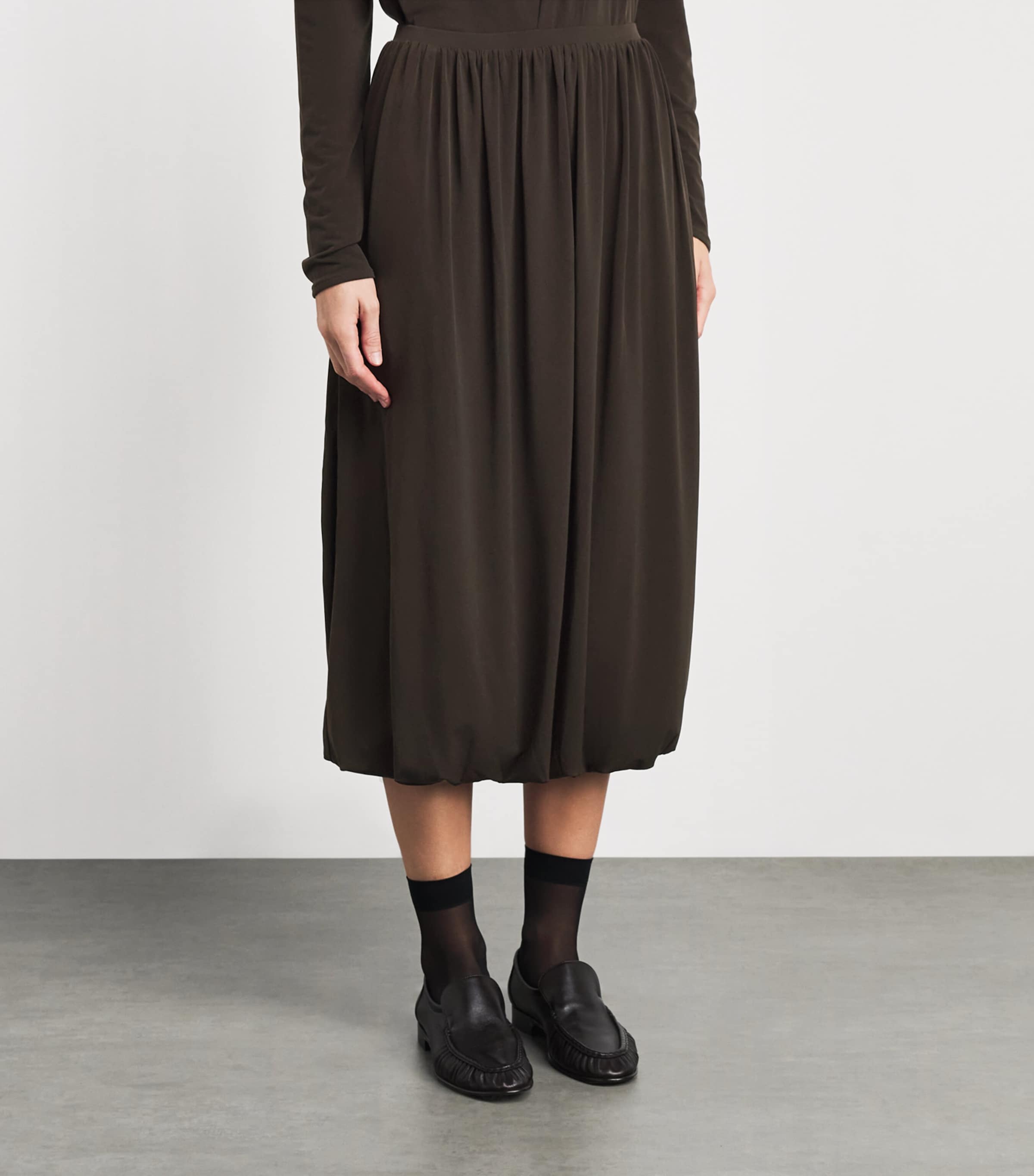 Vince Womens Bubble Midi Skirt Smoked Truffle Image 4