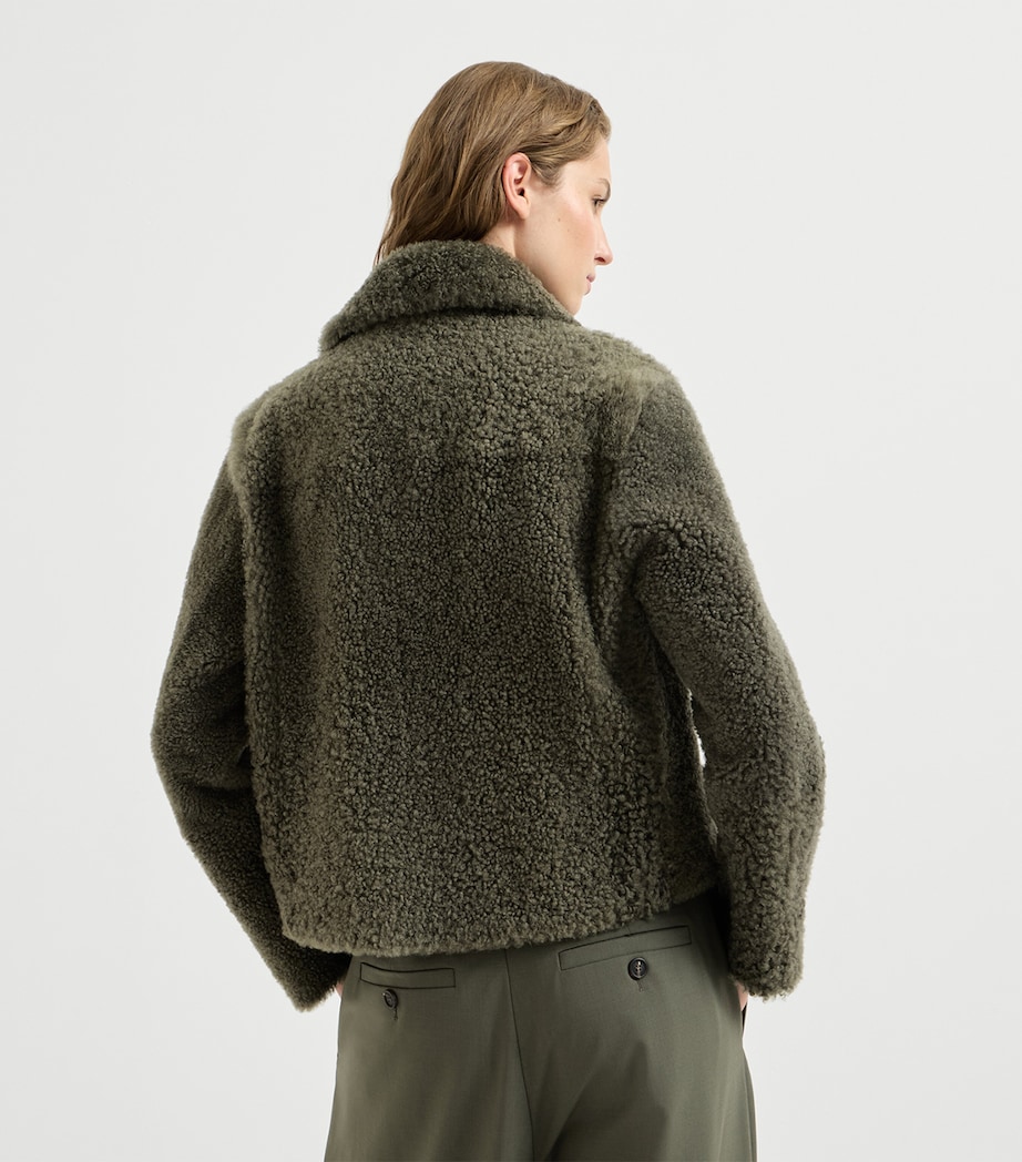 Brunello Cucinelli Womens Shearling Pea Coat Grigio Militare Image 3