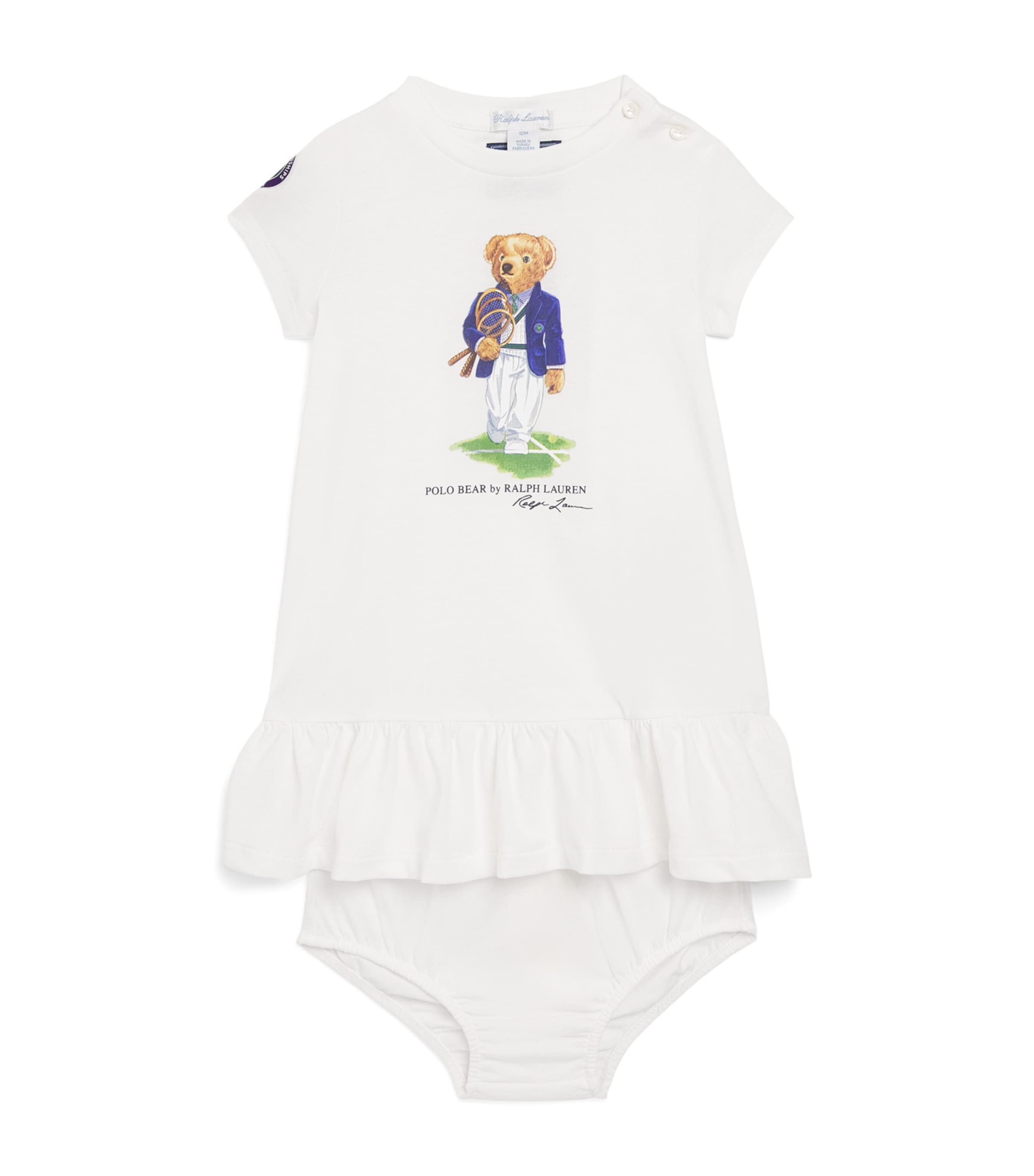 Ralph Lauren Kids x Wimbledon Polo Bear Dress and Bloomers Set (3-24 Months) White Image 1