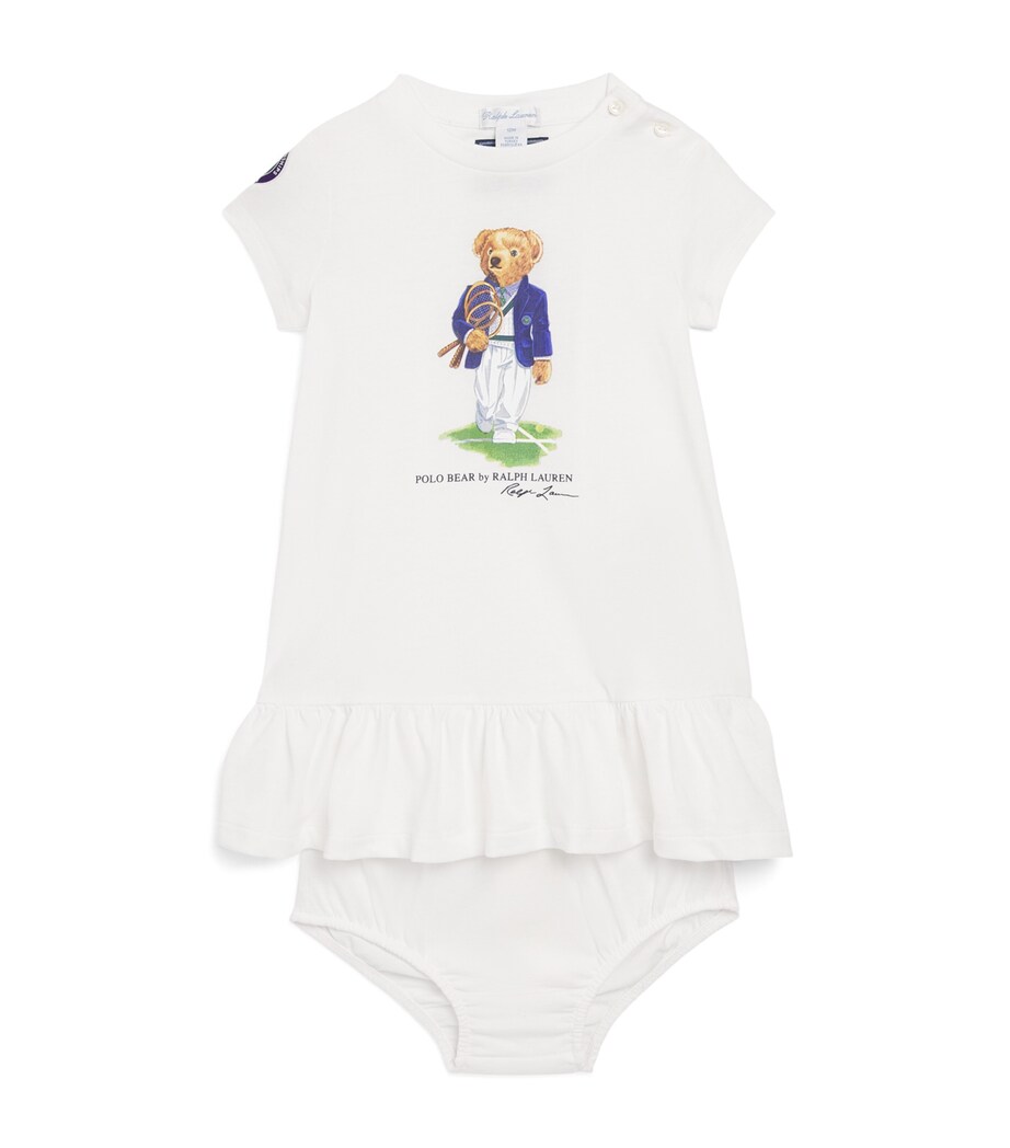 Ralph Lauren Kids x Wimbledon Polo Bear Dress and Bloomers Set (3-24 Months) White Image 1