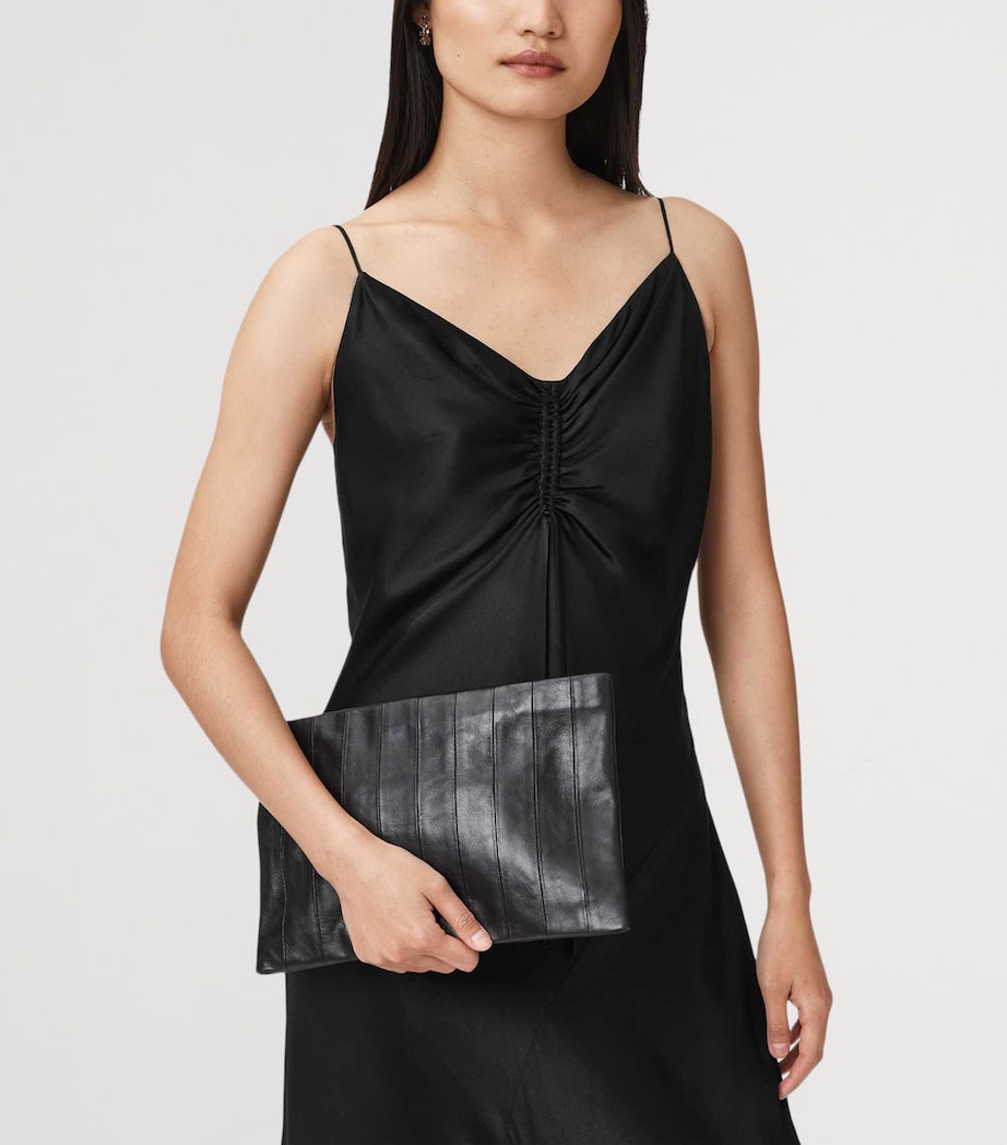AllSaints Leather Panelled Bettina Clutch Bag Black Image 2