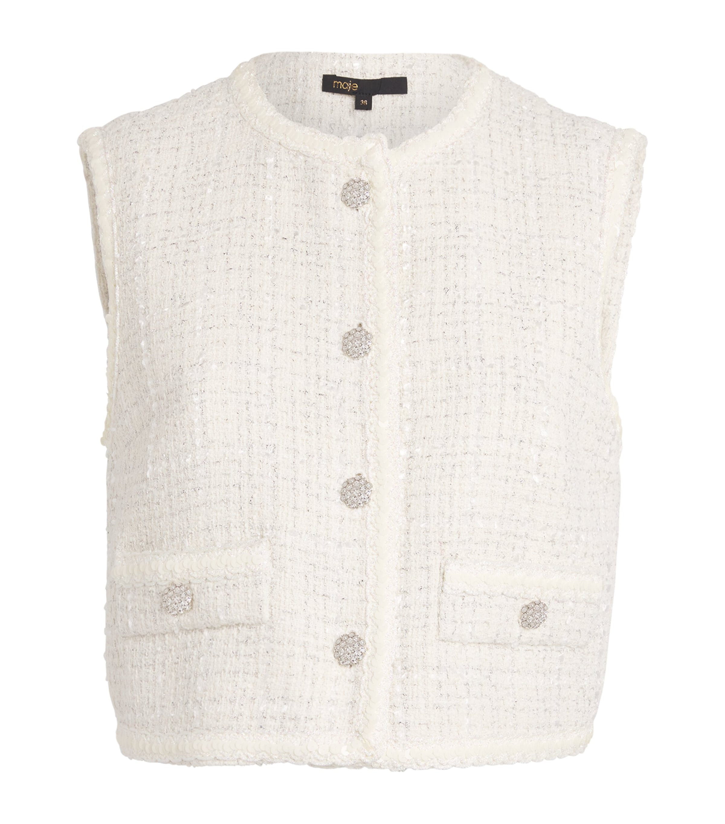 Maje Tweed Waistcoat In White