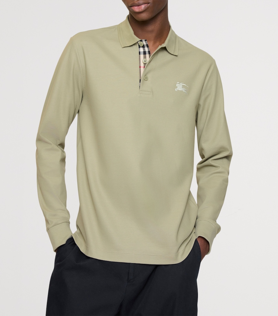 Cotton Long-Sleeve Polo Shirt GLADE GREEN Image 2