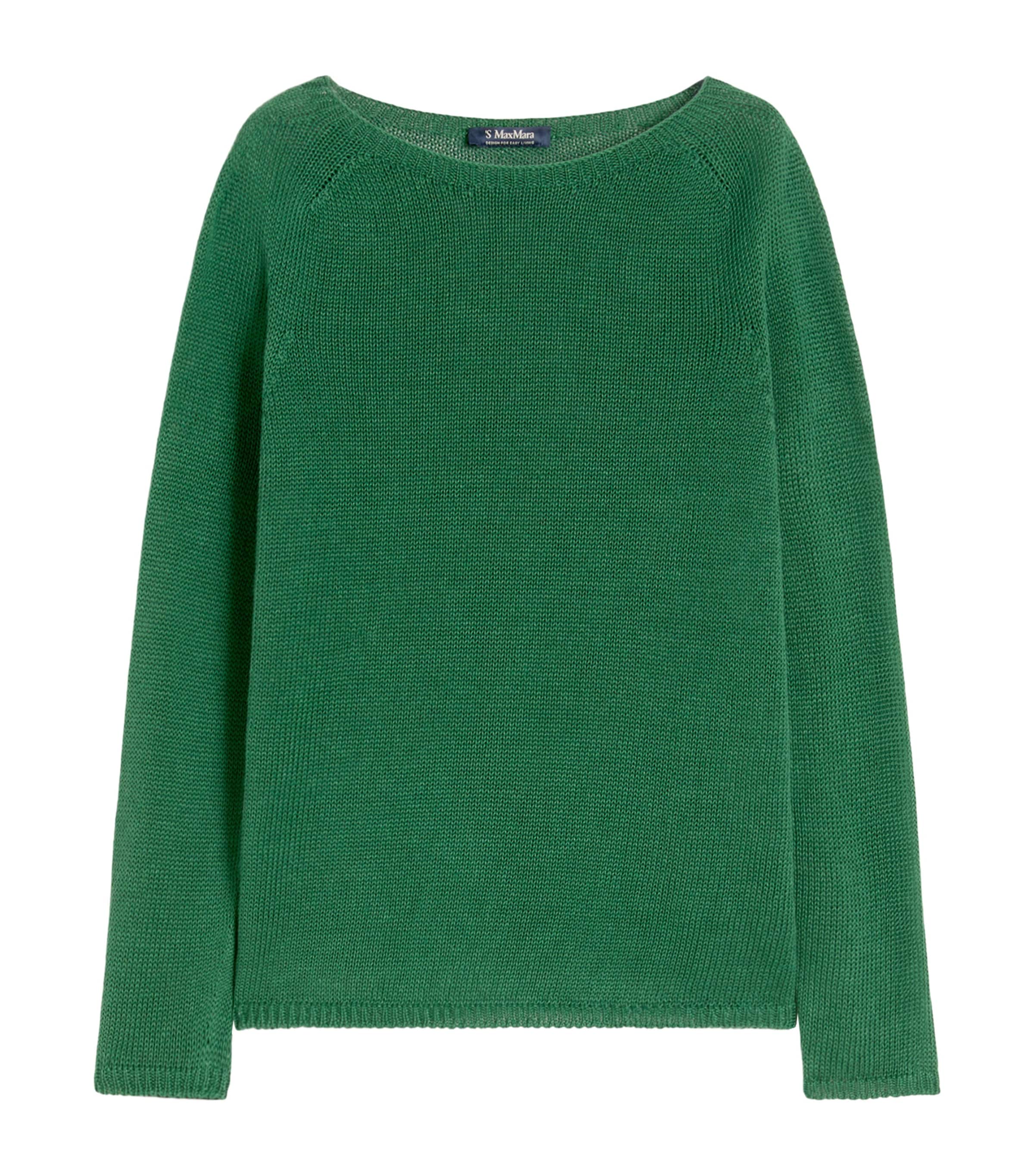 Max Mara Womens Linen Giolino Sweater Green Image 1