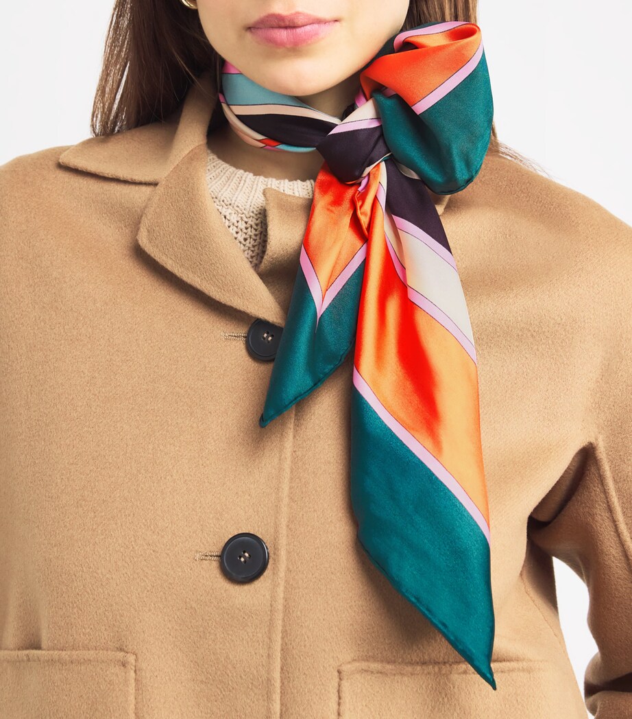 Silk Geometric Square Scarf ANTIQUE ROSE Image 4