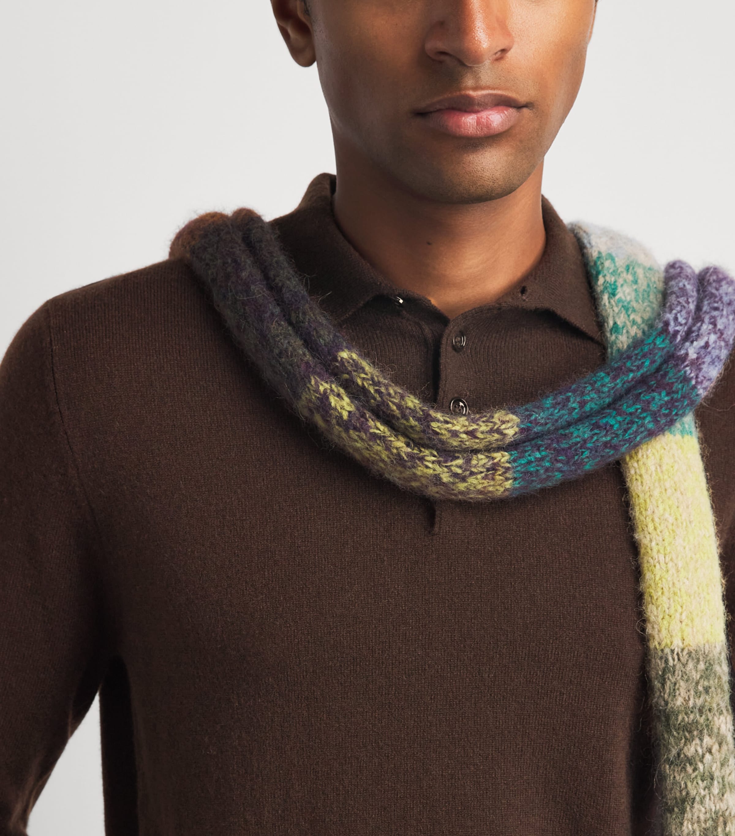 Allude Mens Virgin Wool Open-Collar Polo Sweater Image 3