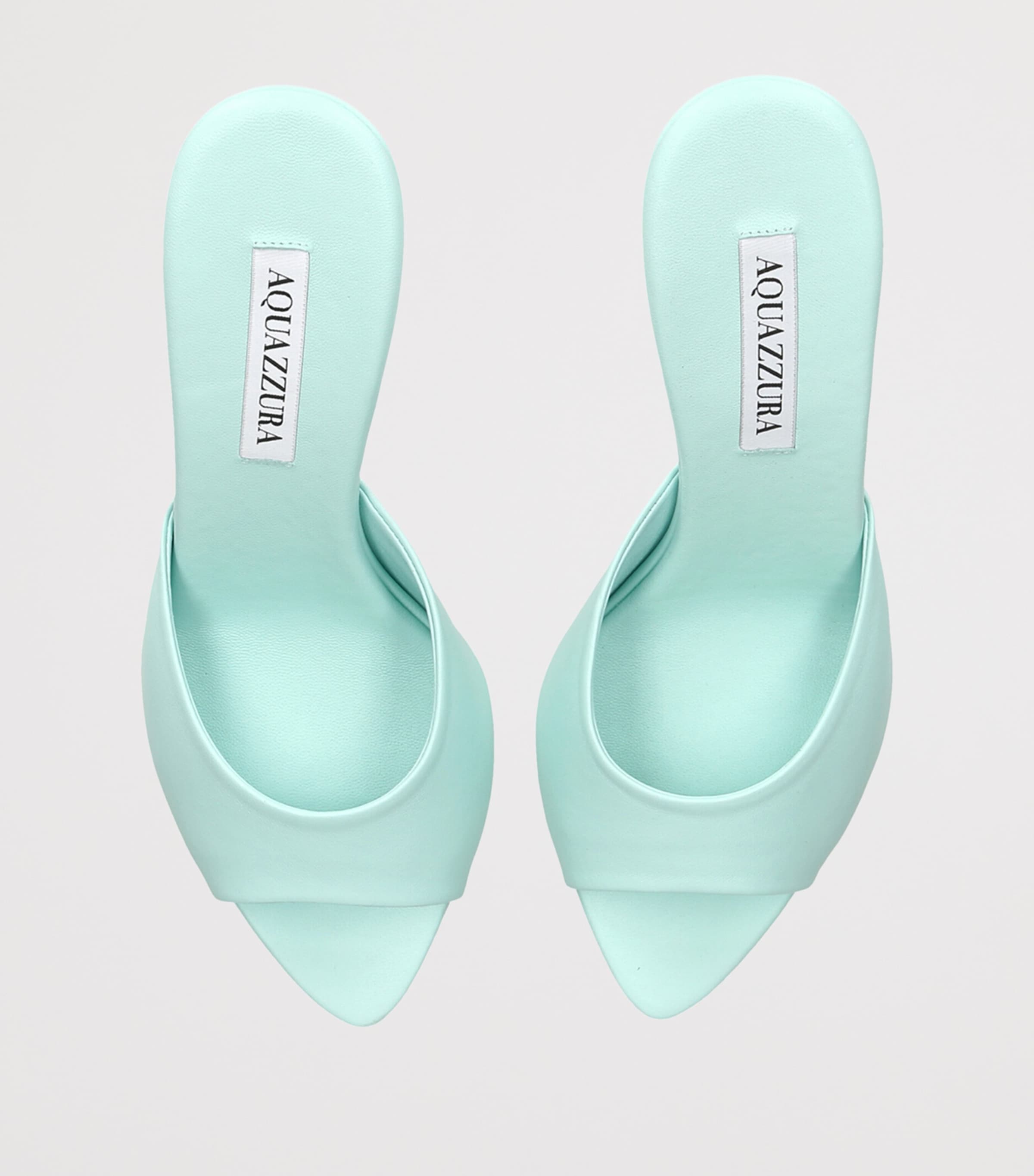 Aquazzura Leather Bisous Mules 85 Pale Blue Image 4