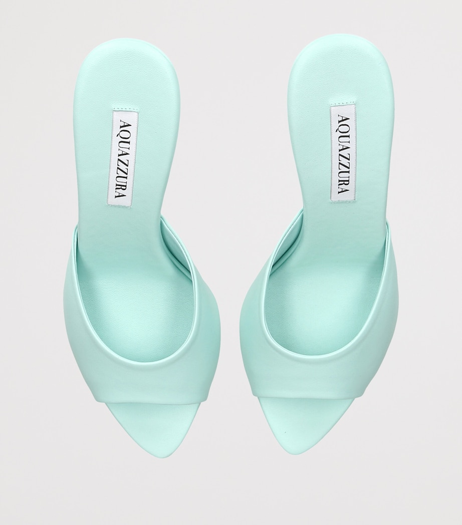 Aquazzura Leather Bisous Mules 85 Pale Blue Image 4