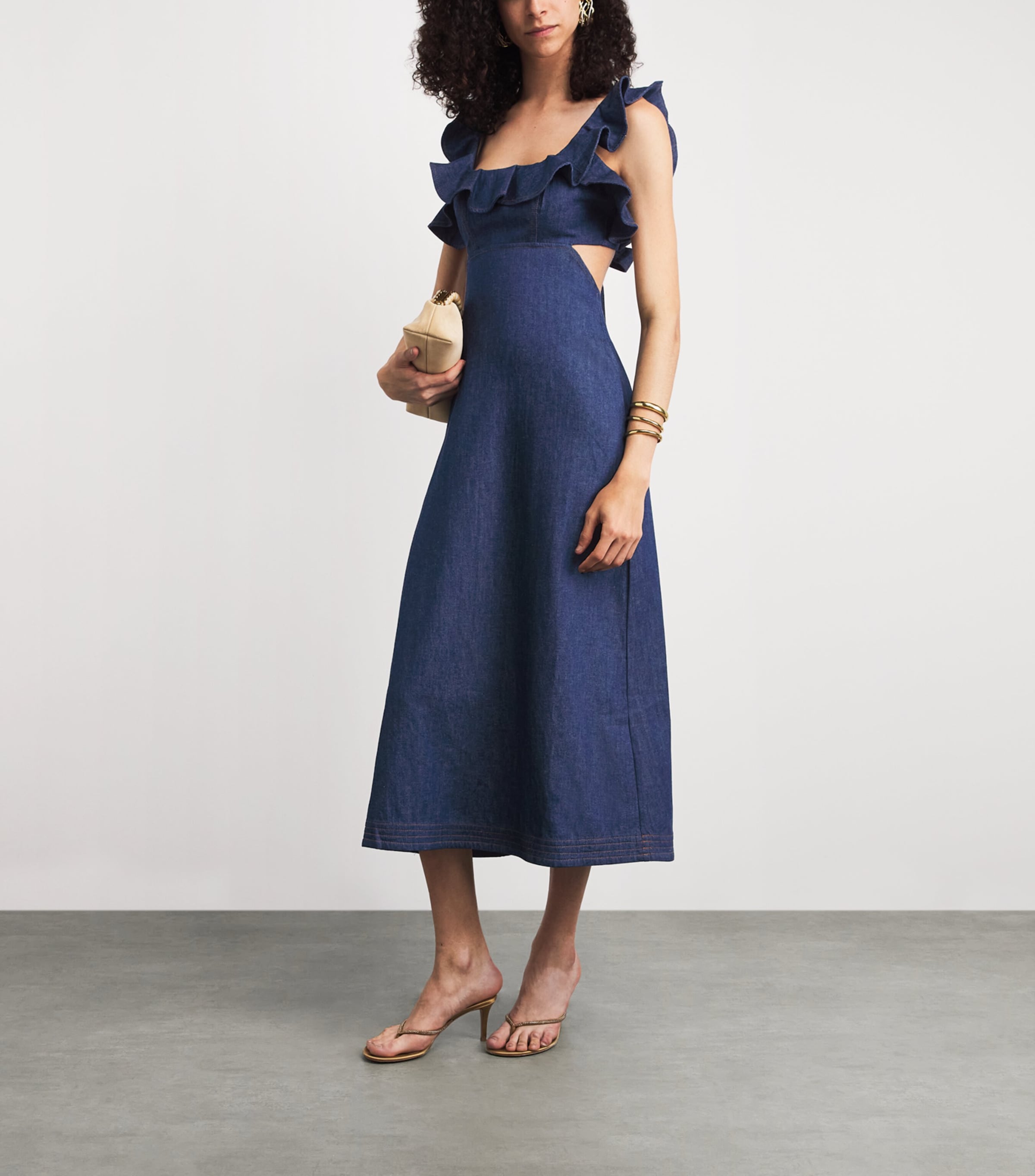 Zimmermann Womens Denim Frilled Aster Midi Dress Ink Ink Image 2
