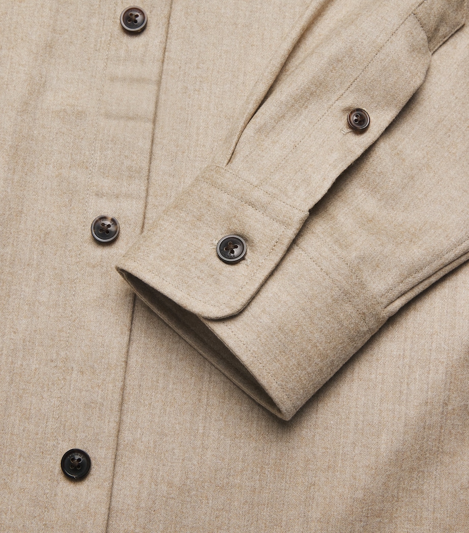 Virgin Wool-Cashmere Flannel Shirt STONE Image 5