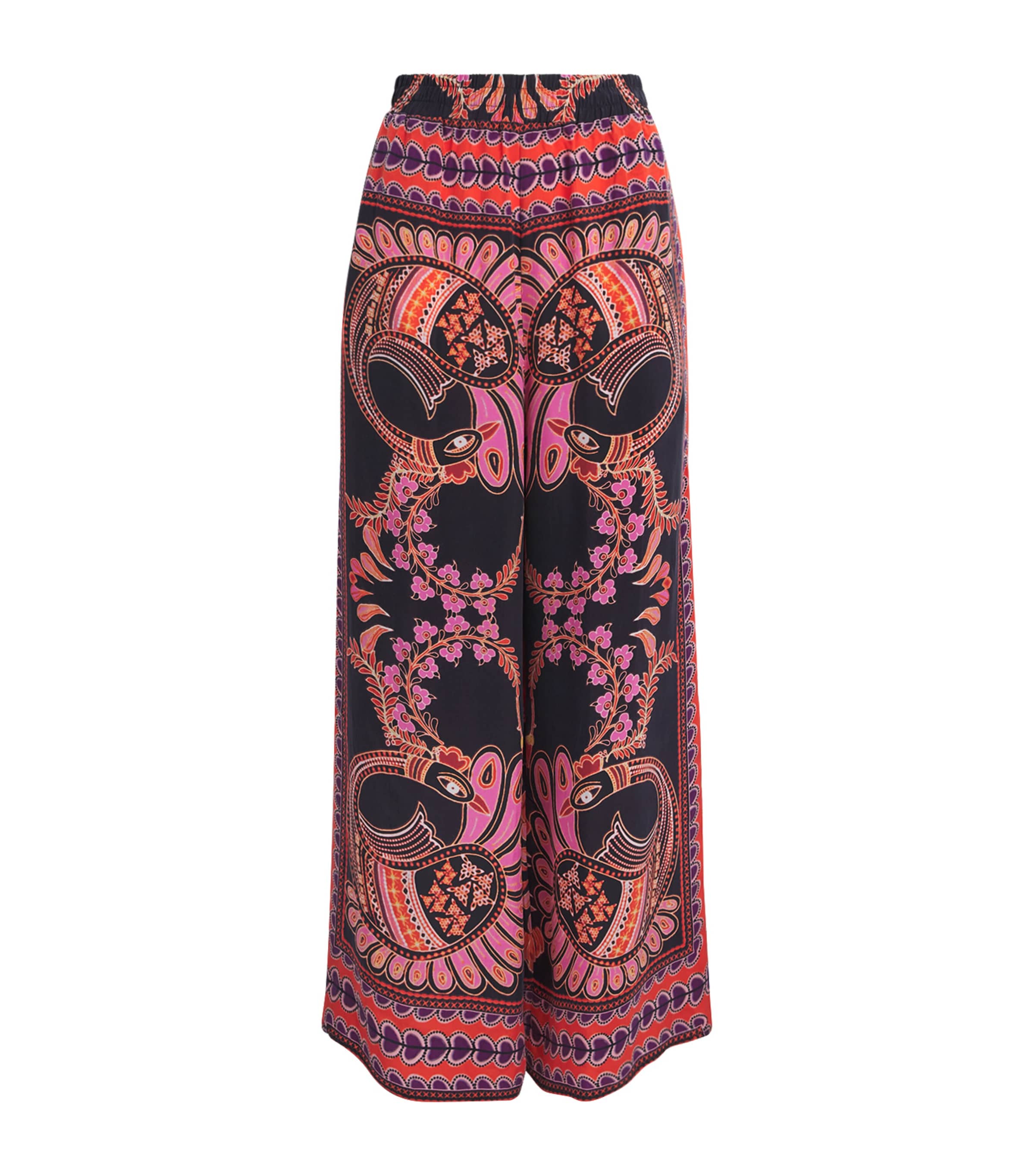 LUG VON SIGA Womens Printed Madison Wide-Leg Trousers Black Pink Mlticolor Image 1