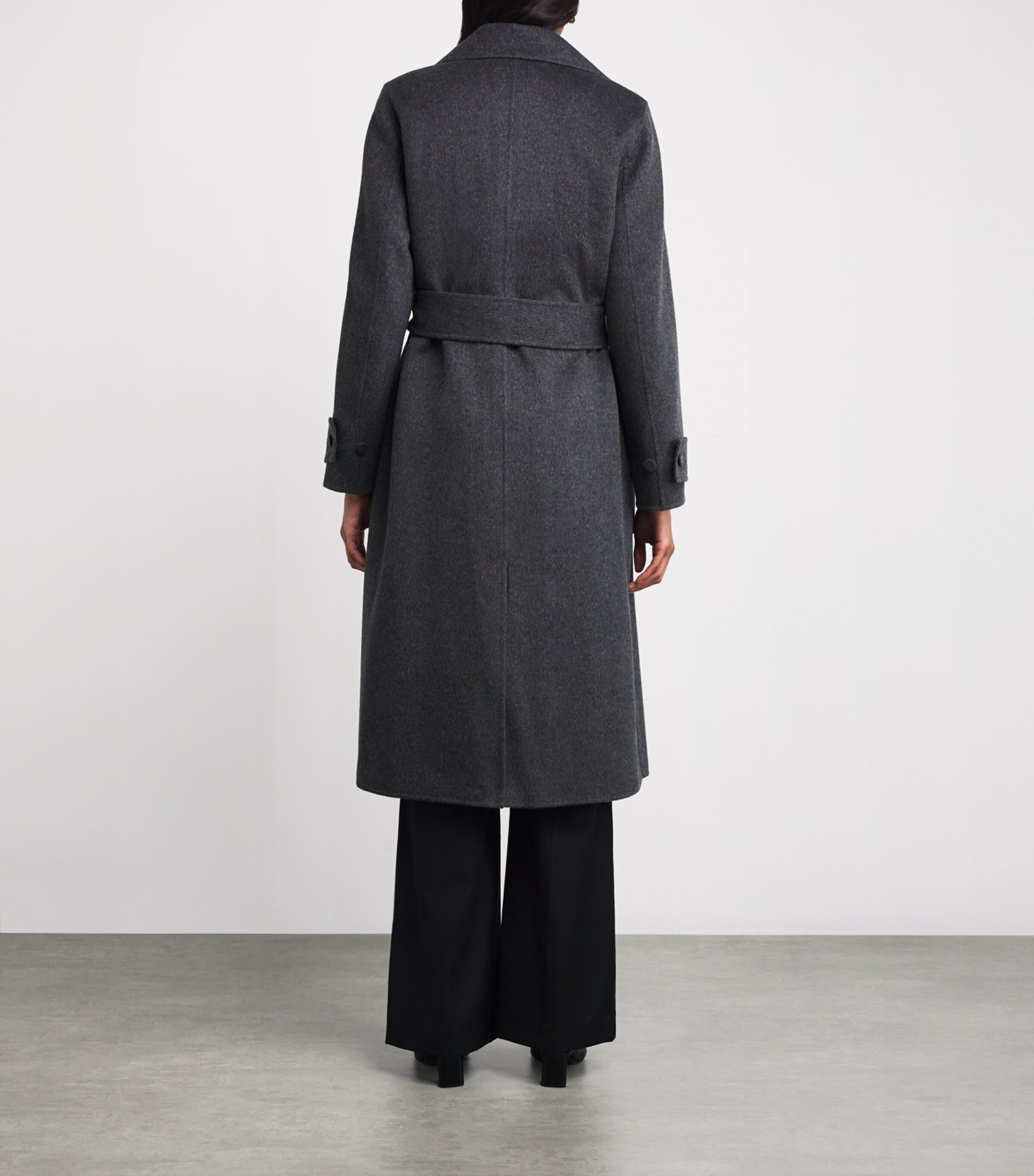 Double-Faced Wool-Cashmere Arline Coat SMOKE Image 4