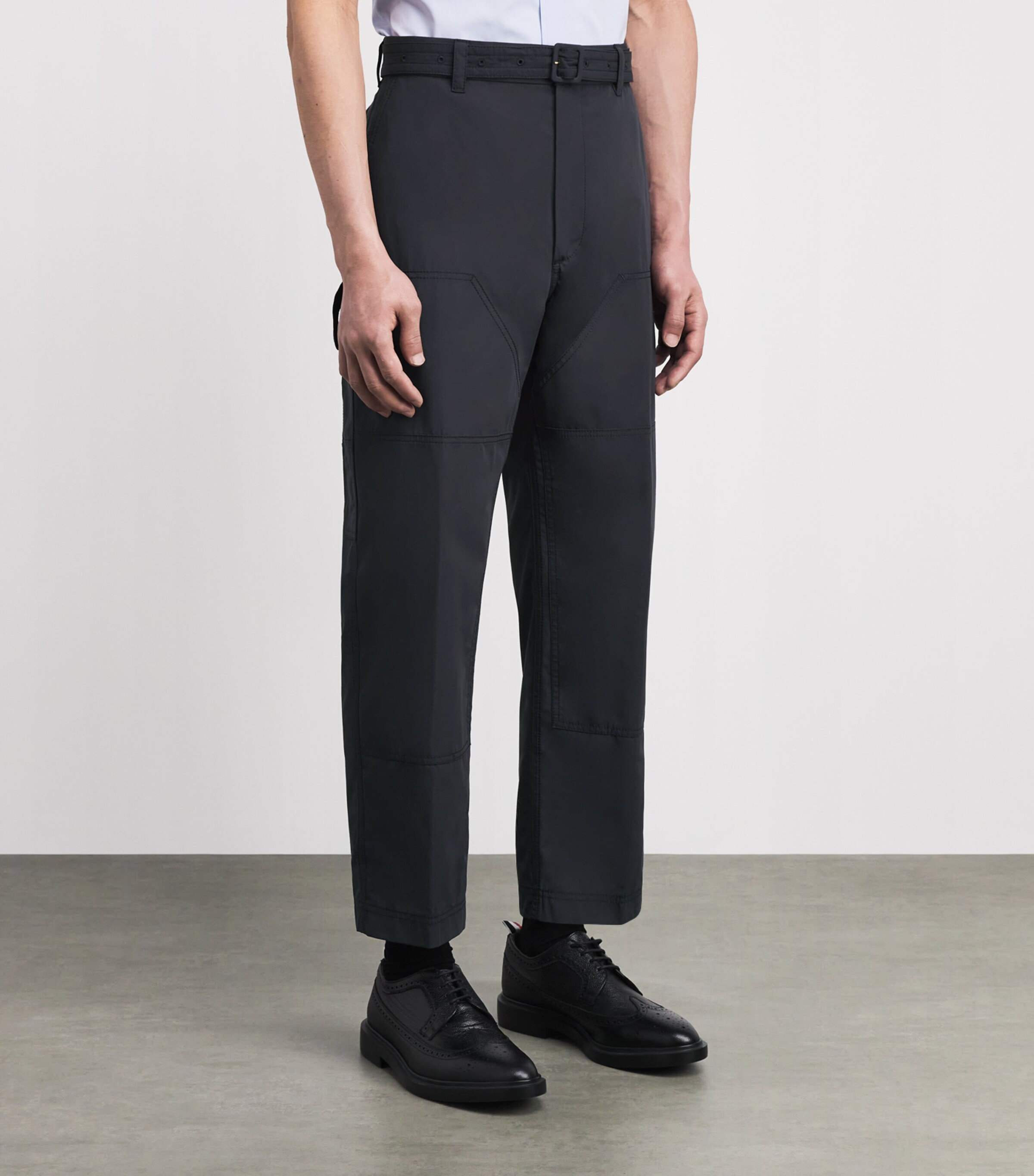 Thom Browne Mens Cotton Cargo-Pocket Straight Trousers Navy Image 4