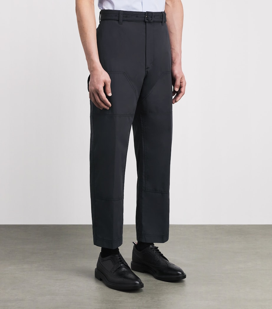 Thom Browne Mens Cotton Cargo-Pocket Straight Trousers Navy Image 4