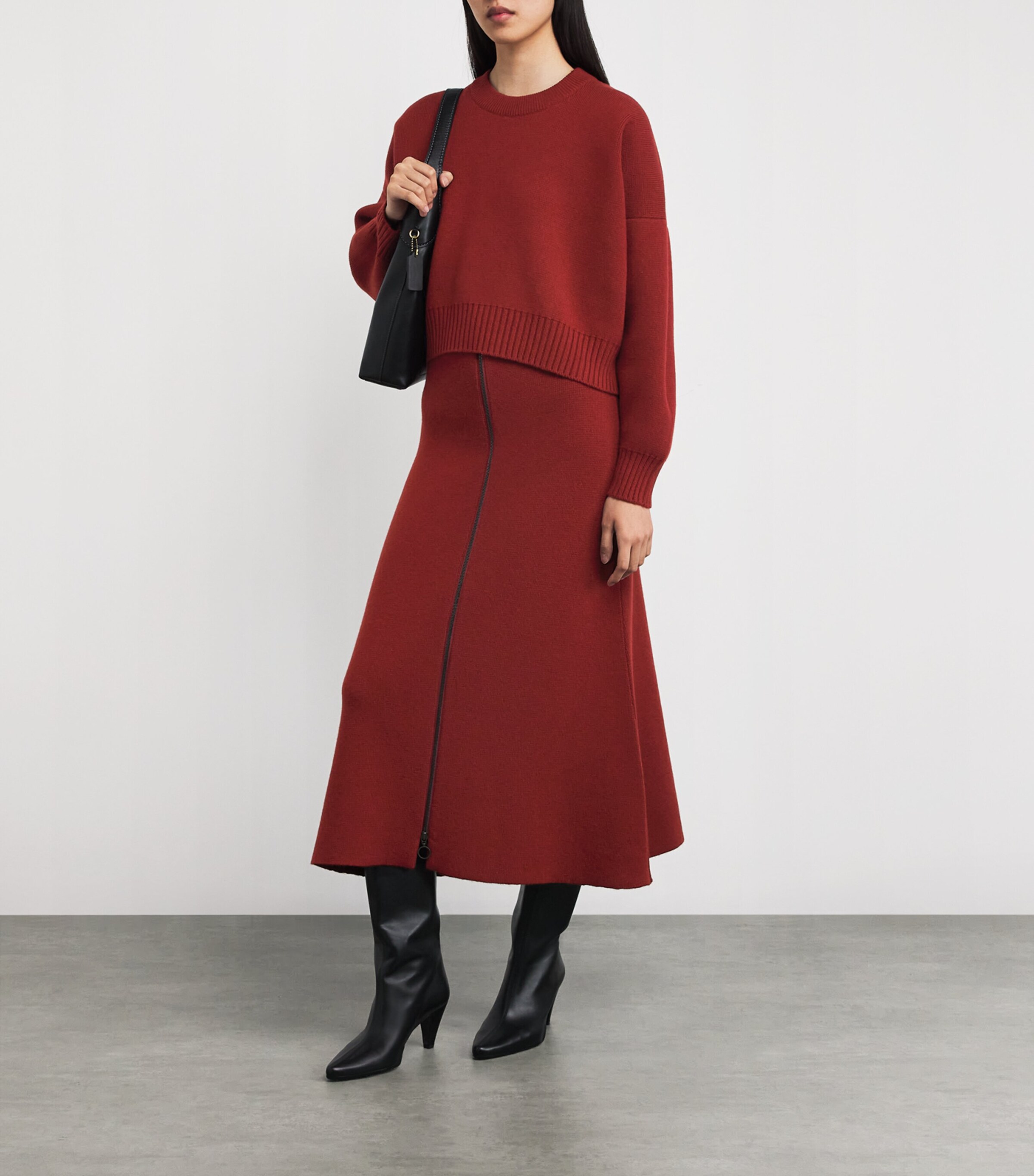 Cashmere Cropped Sweater SG4463 OXBLOOD Image 2