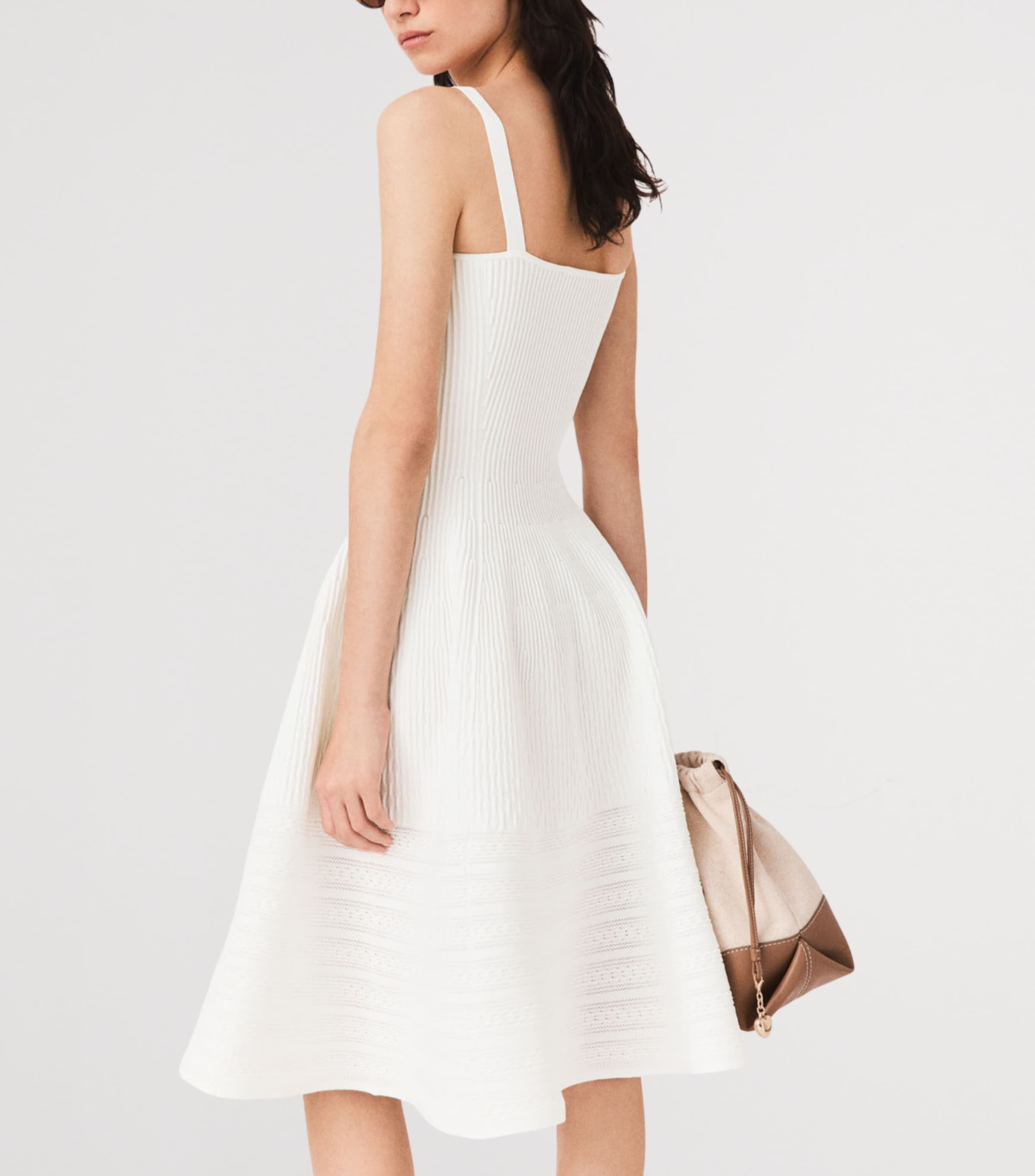 Maje Womens Embellished Knit Midi Dress White Image 4