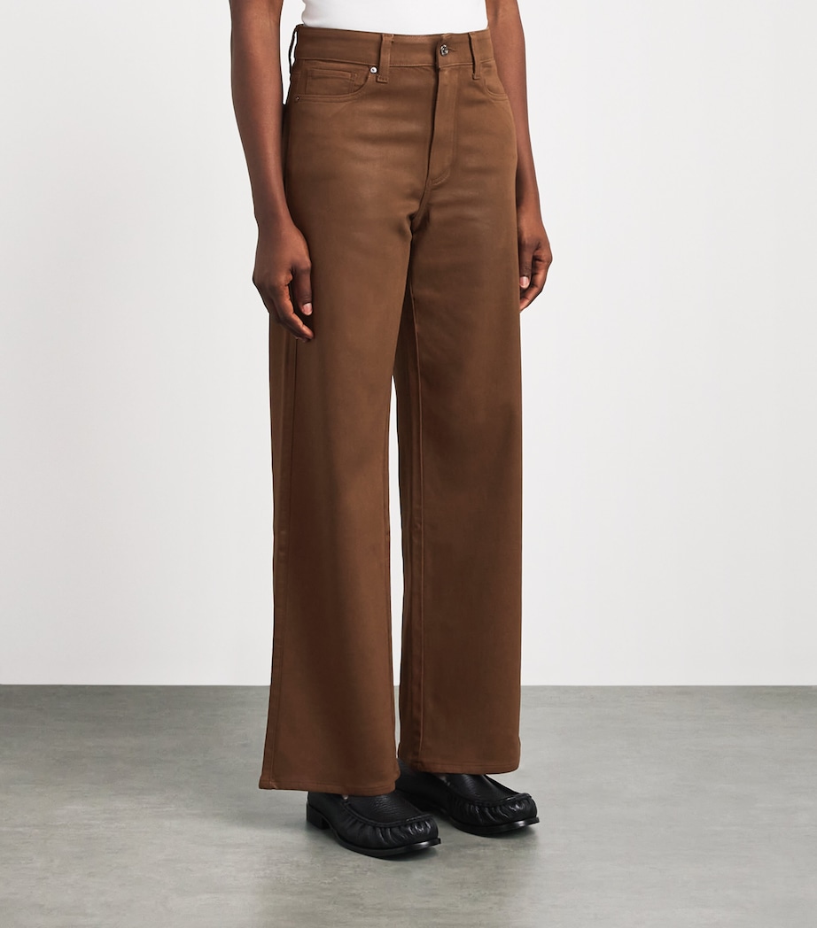 PAIGE Brown Coated Anessa Wide-Leg Jeans | Harrods US