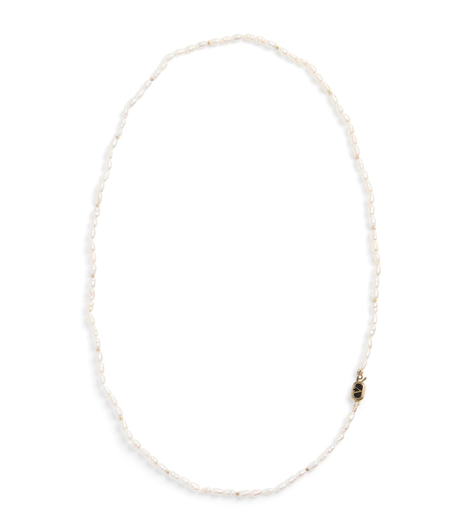 Faux Pearl VLogo Necklace QYL Image 1