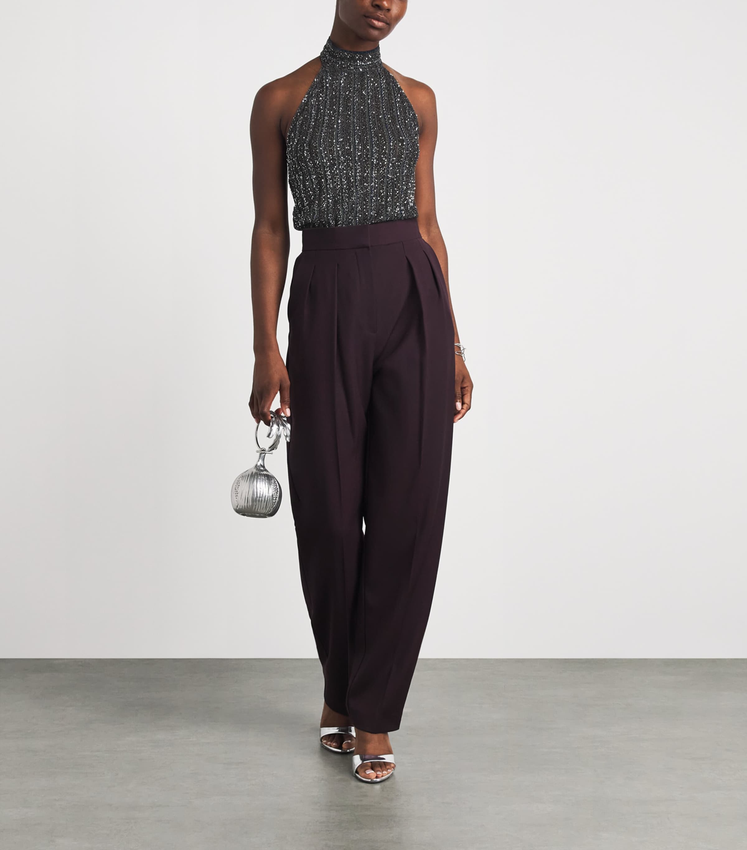 Missoni Womens Sequin Halterneck Top Smspd Black,bl & Grn Image 2